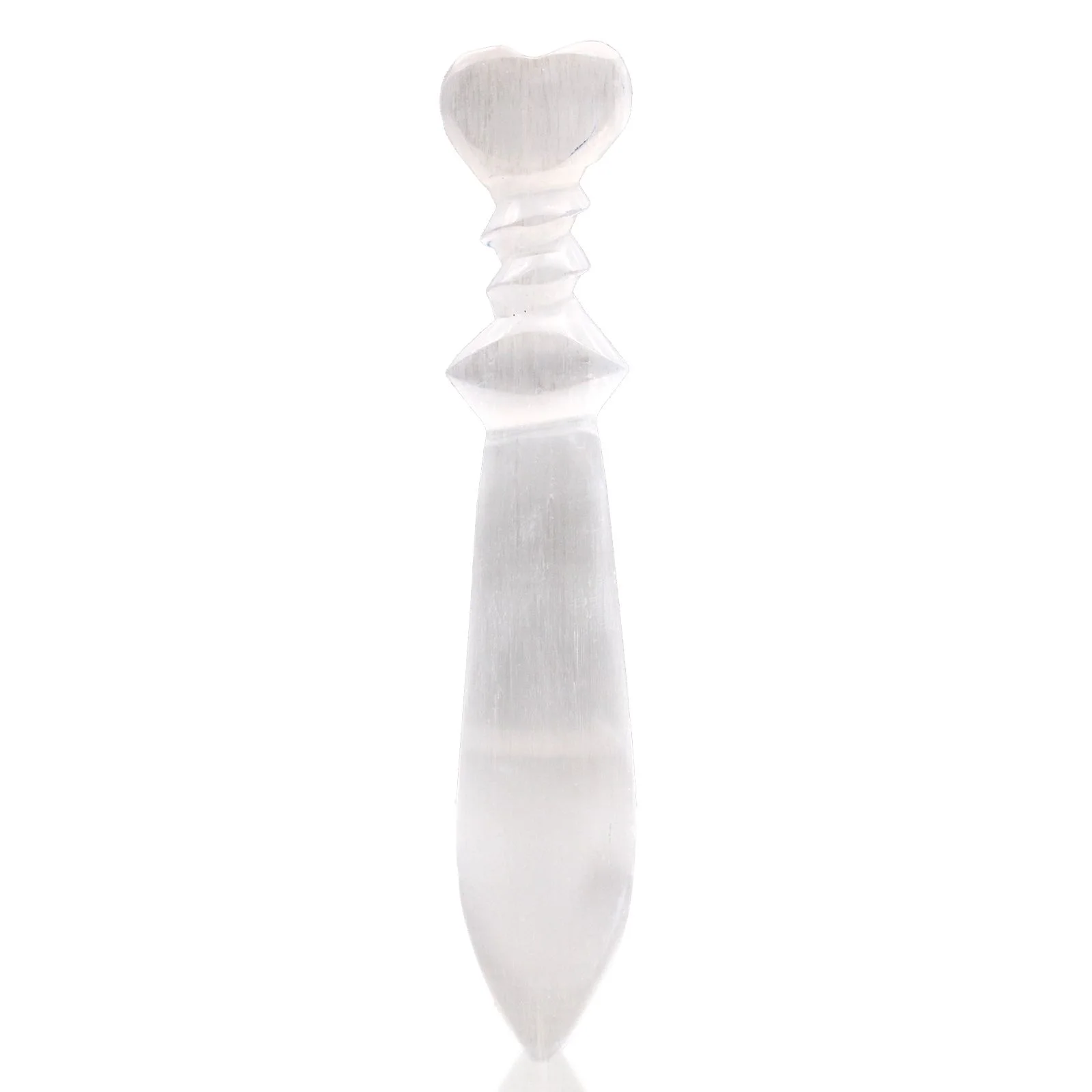 Veľký selenitový rituálny nôž – špirála, 25 cm – fotka 7