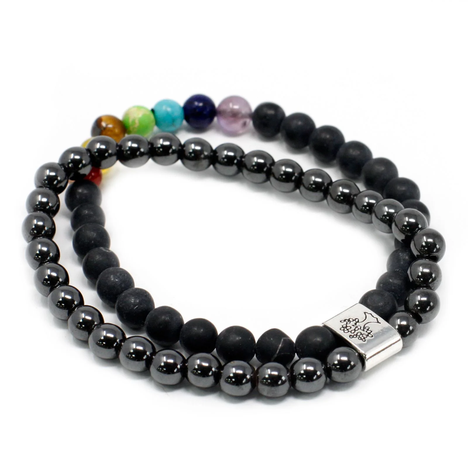 Magnetický náramok z čierneho kameňa Chakra – elastický – fotka 5