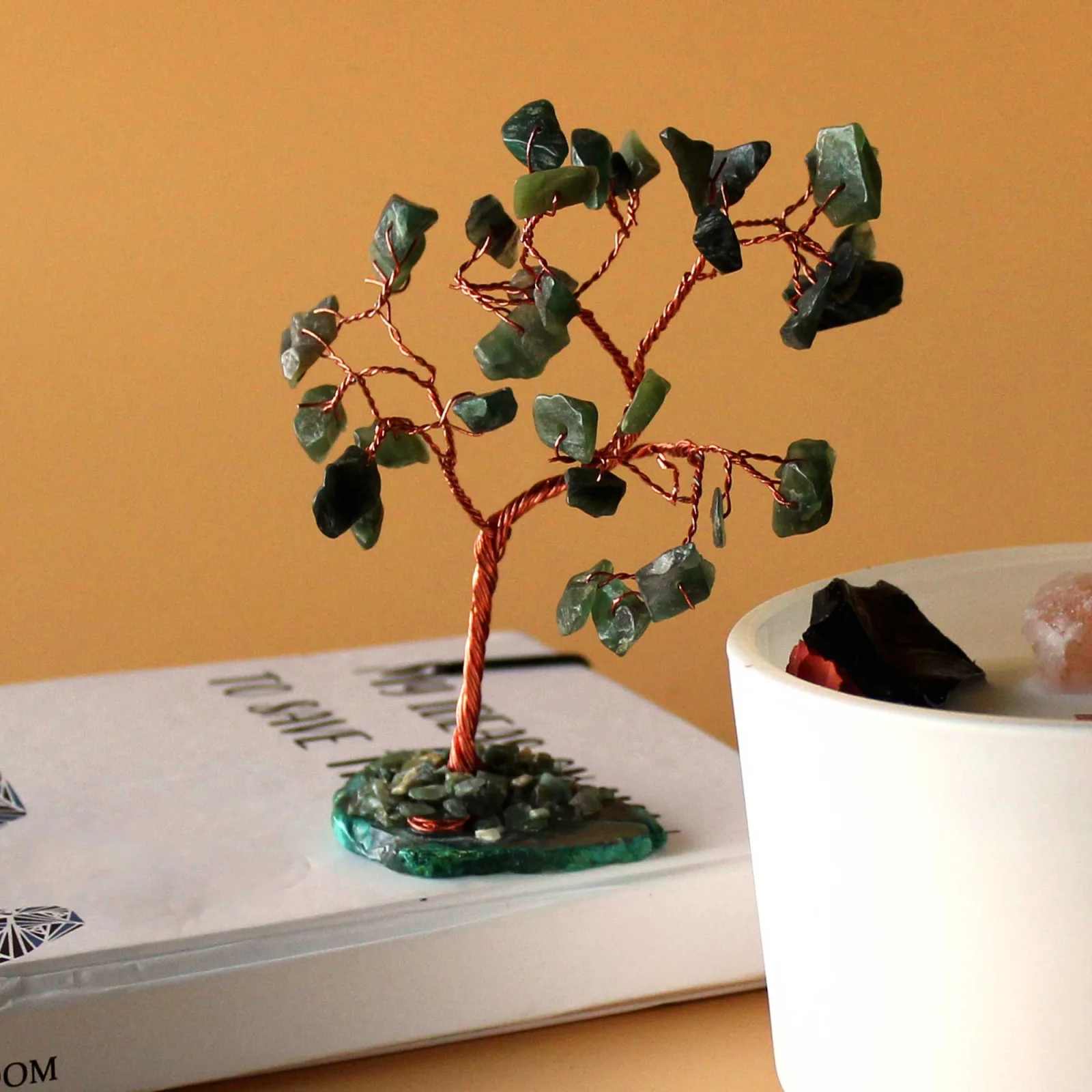 Stromček šťastia – zelený avanturín, 35 kameňov – fotka 1