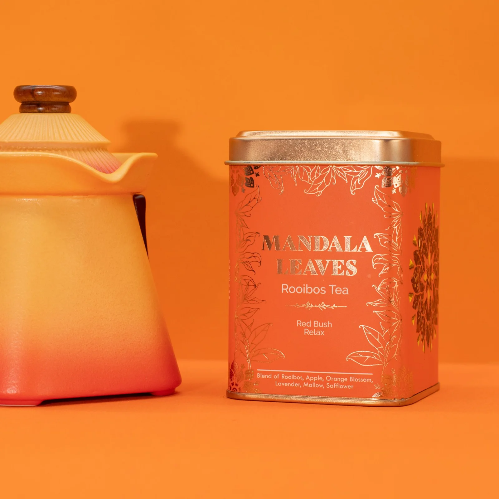 Rooibos Red Bush Relax – jablko a levanduľa, 50 g, plechovka – fotka 3