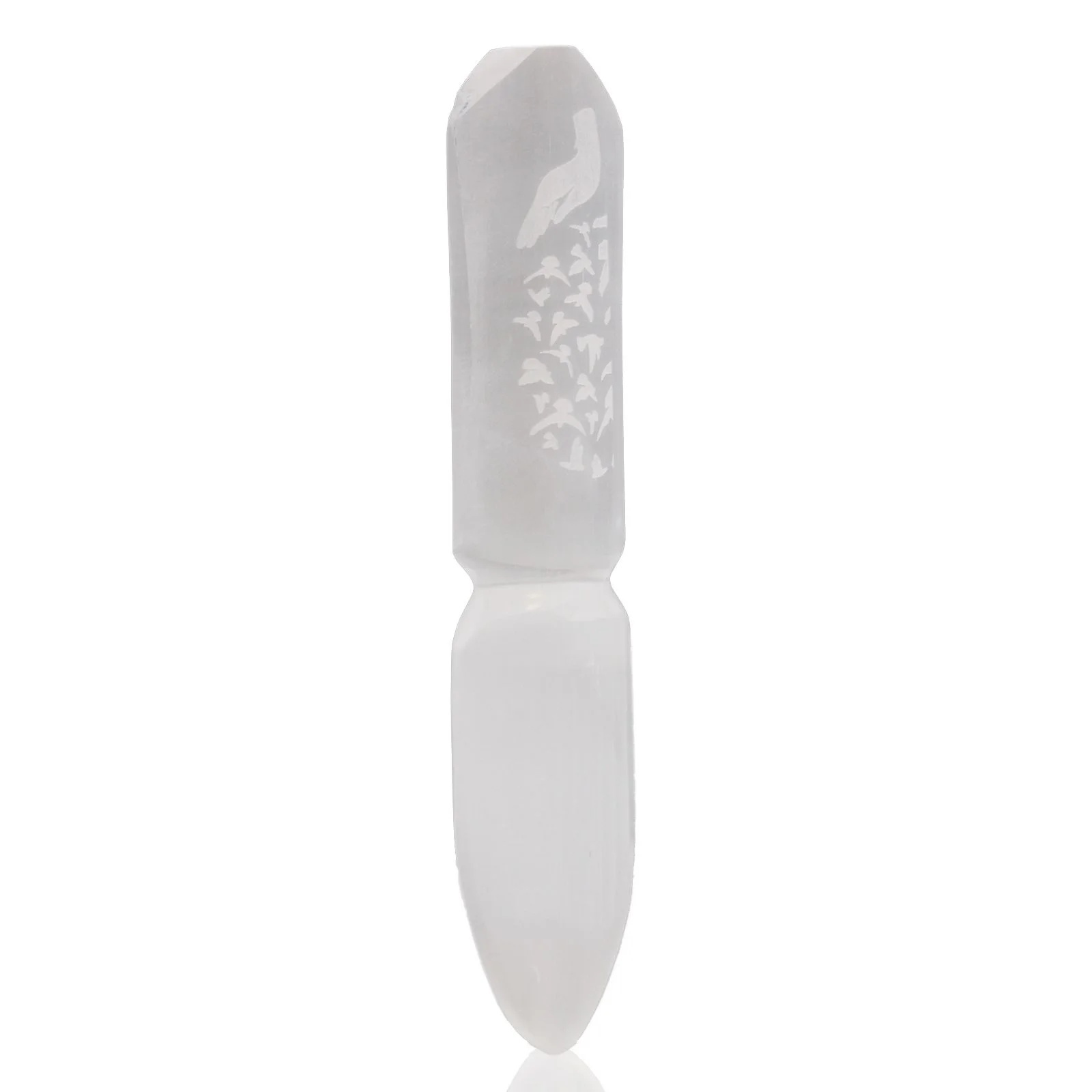 Selenitový rituálny nôž – Releasing Bonds, 20 cm – fotka 9