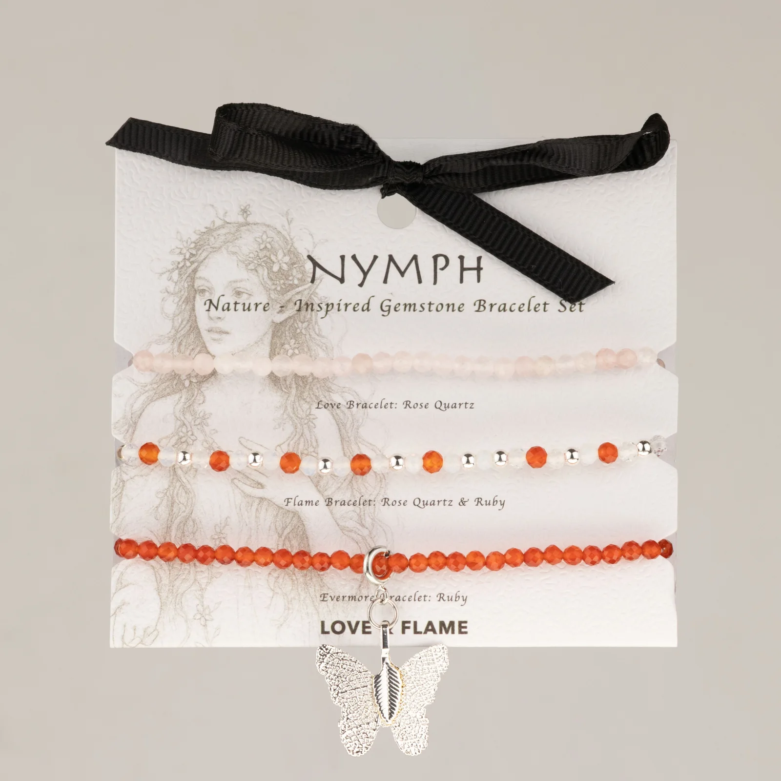 Sada náramkov Nymph Spirit Love & Flame – ruženín, rubín – fotka 2