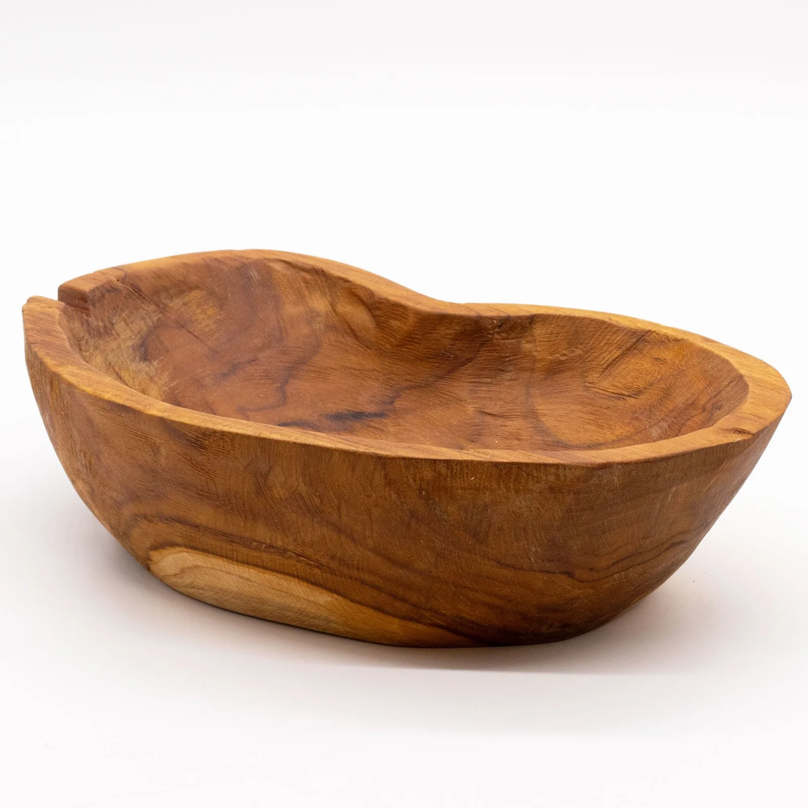 Misa na ovocie z teaku drsného prírodného tvaru – 31 × 22 × 8 cm – fotka 2