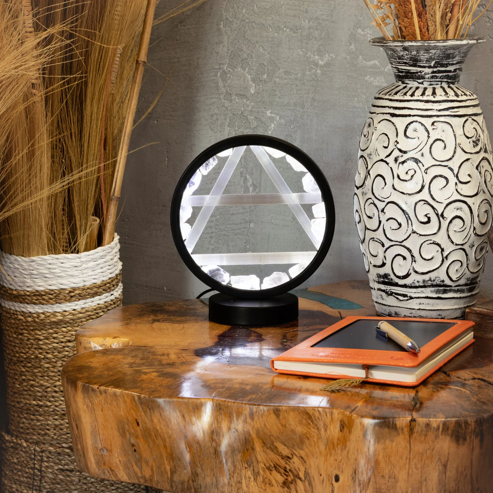 Lampa Gemstone Halo Air – krištáľ a selenit – fotka 4
