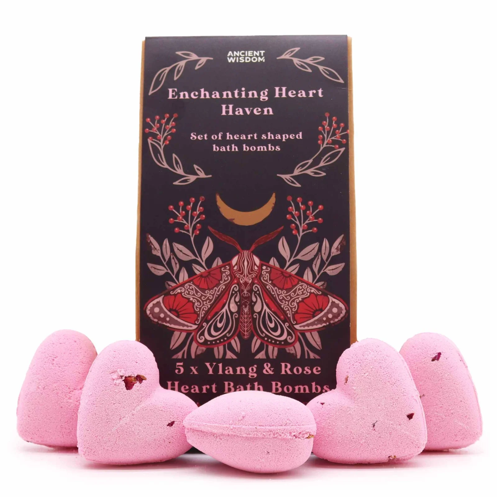 Sada bômb do kúpeľa Enchanting Heart Heaven – ylang a ruža, 5 ks – fotka 1