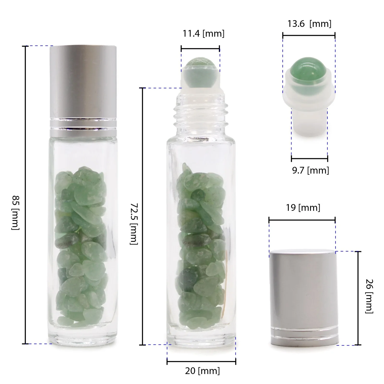 Roll-on fľaštička s aventurínom, 5 ml – strieborné viečko – fotka 4