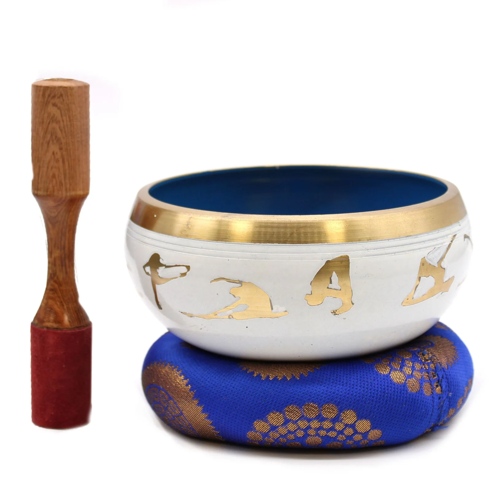Spievajúca miska Yoga Moves – sada, bielo-modrá, 14 cm – fotka 1