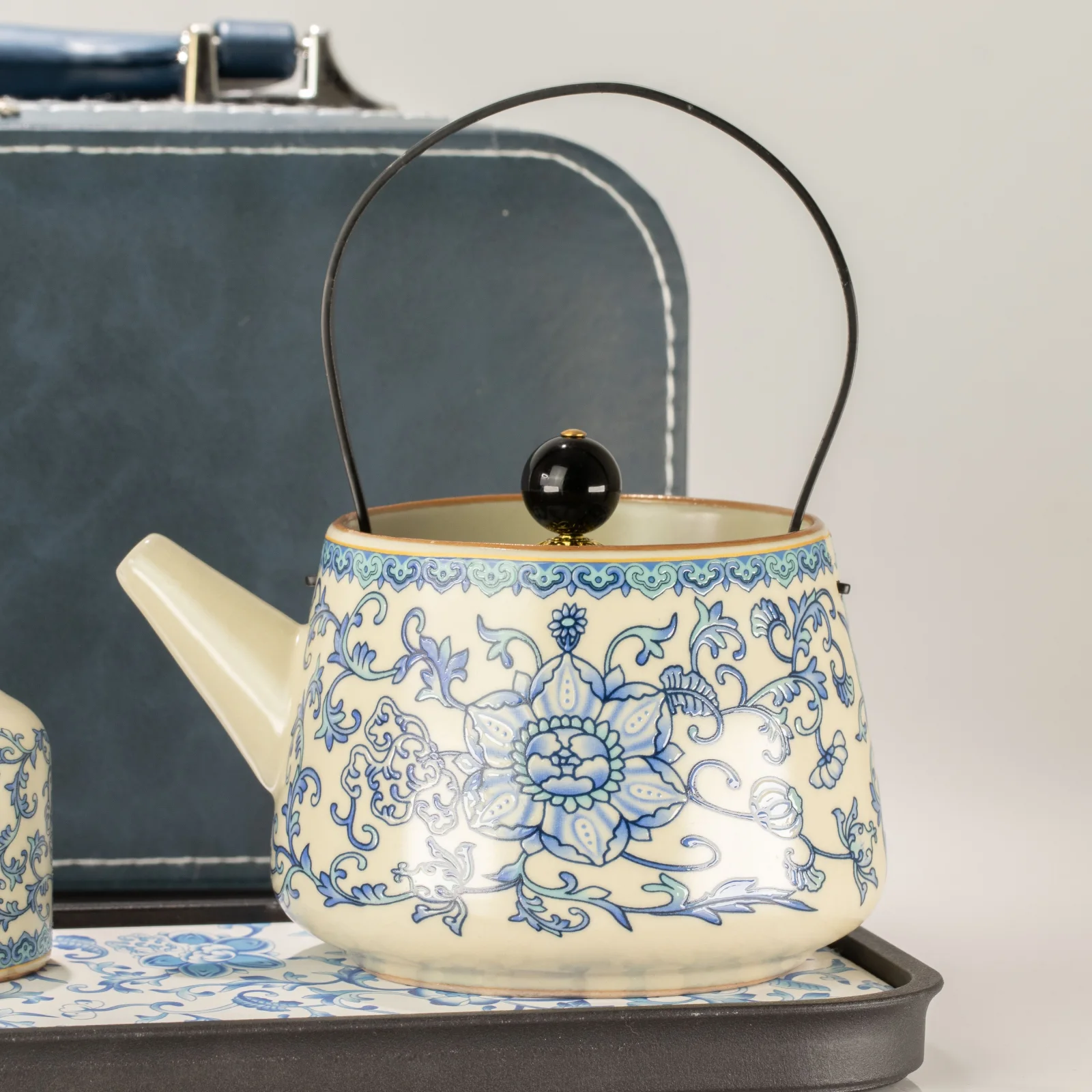 Cestovná čajová sada China Ru Blue – kanvica a 2 šálky – fotka 3