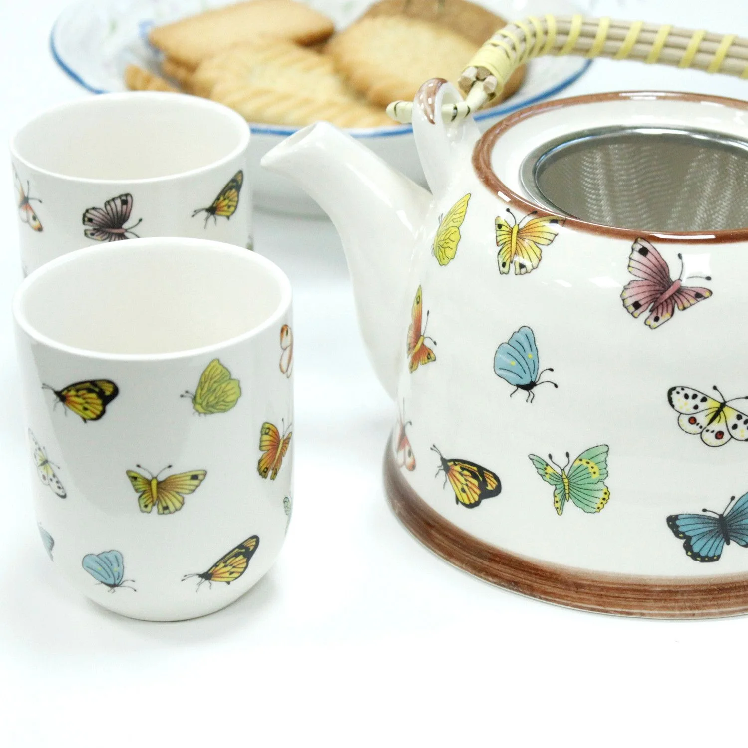 Čajová súprava Herbal Butterflies – čajník a 6 šálok – fotka 6