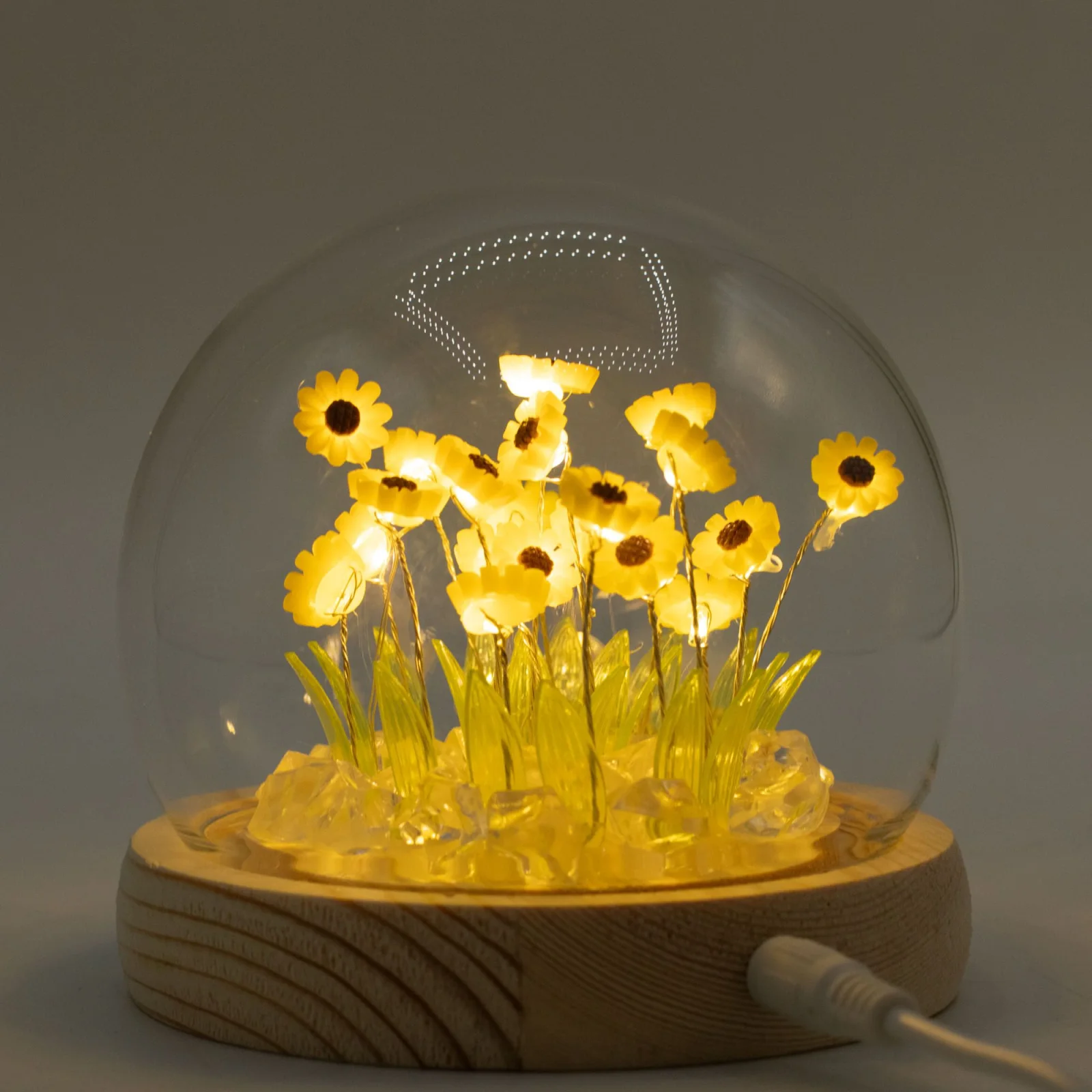 Floral Glow – LED kupola, 20 slnečníc, USB – fotka 6