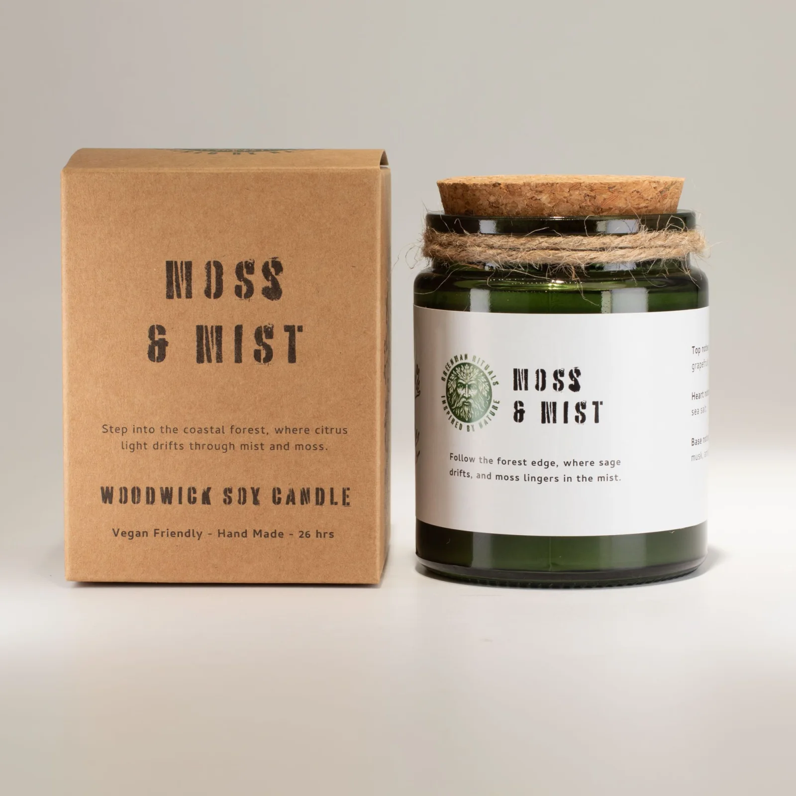 Sójová sviečka Greenman Moss & Mist – mach, bylinky a citrus – fotka 2