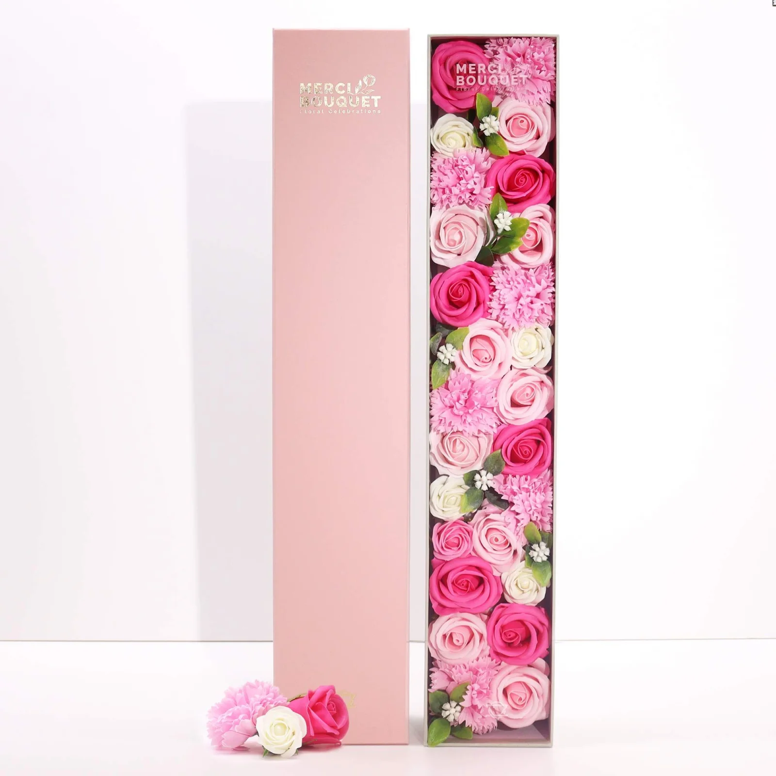 Extra dlhý box s mydlovými ružami – Baby Blessings, ružová – fotka 1