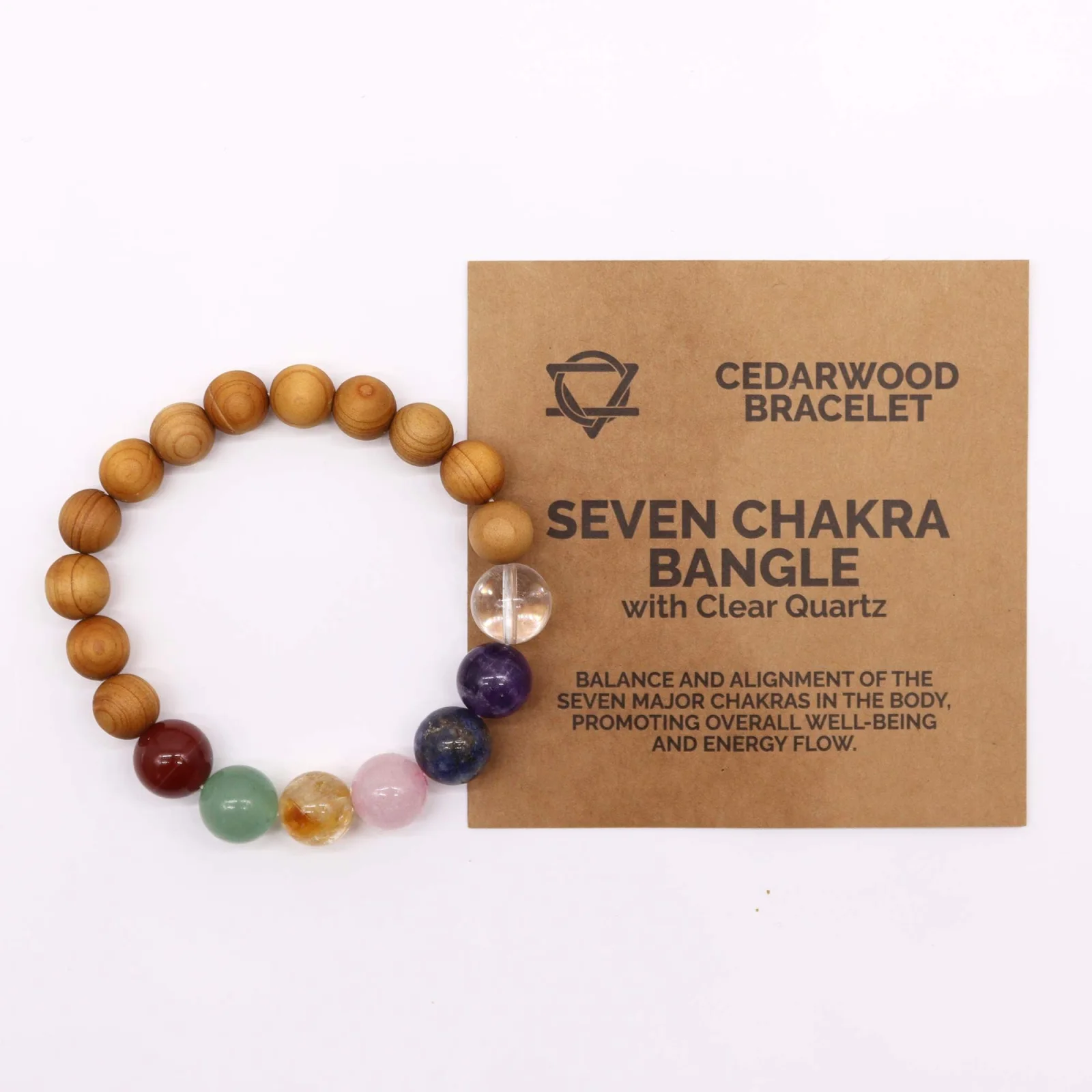 Náramok z cédrového dreva Seven Chakras – 7 kameňov – fotka 4
