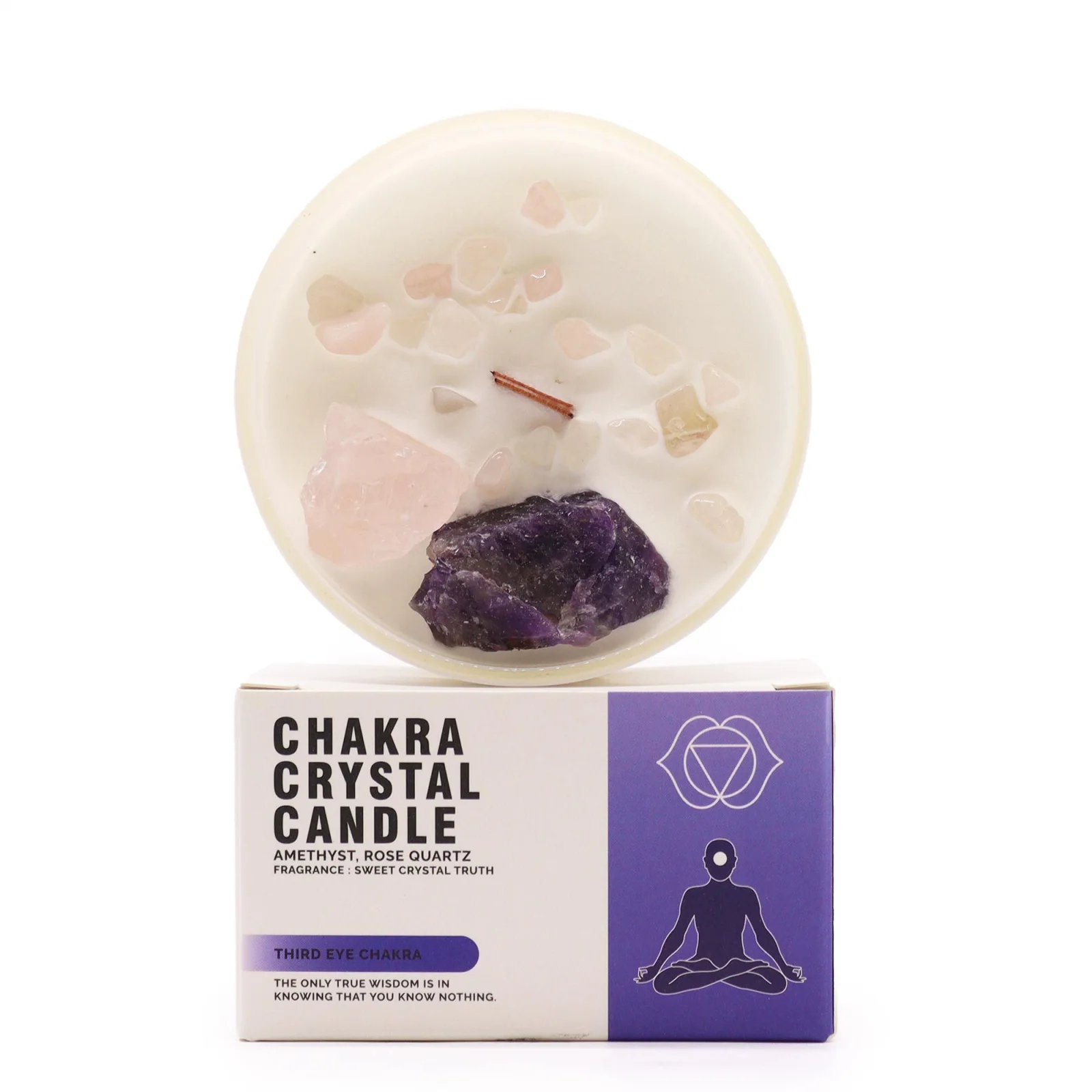 Sójová sviečka s kryštálmi Third Eye Chakra – Sweet Crystal Truth, 17 hodín – fotka 1