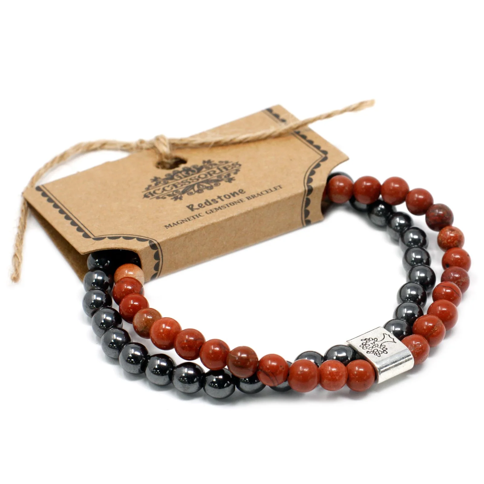 Magnetický náramok z kameňa Redstone – elastický – fotka 1