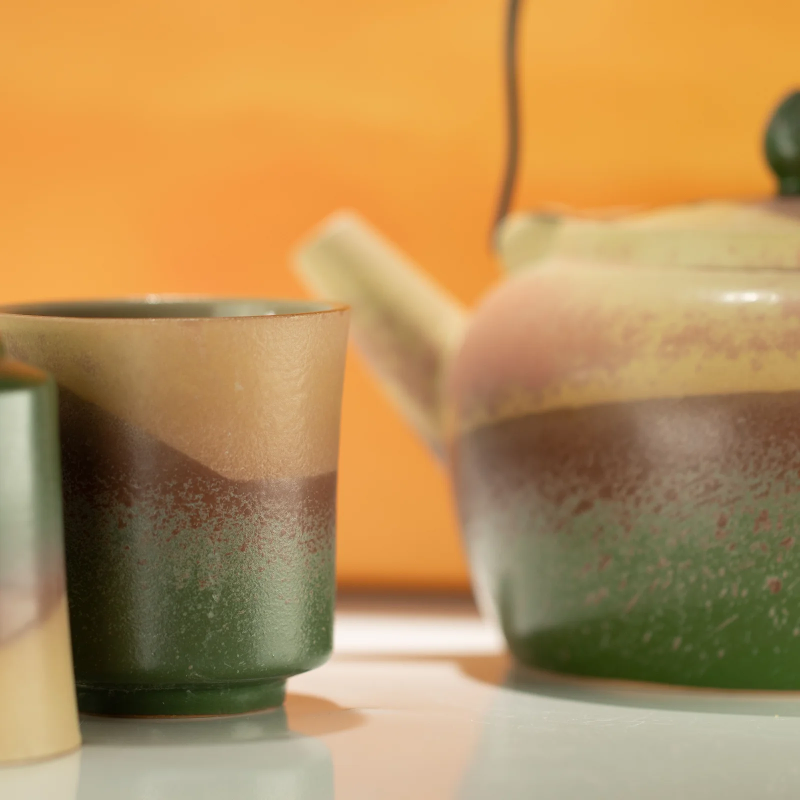 Japonská čajová súprava Kyusu na zelený čaj – čajník a 4 šálky – fotka 3