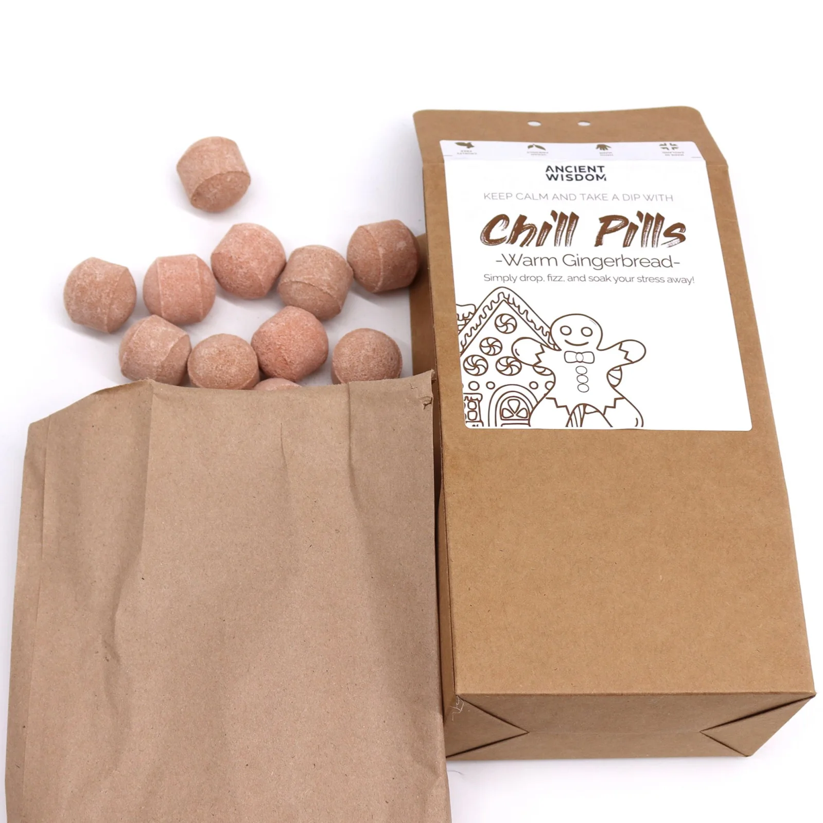 Šumivé tablety do kúpeľa Chill Pills – Warm Gingerbread, 350 g – fotka 2