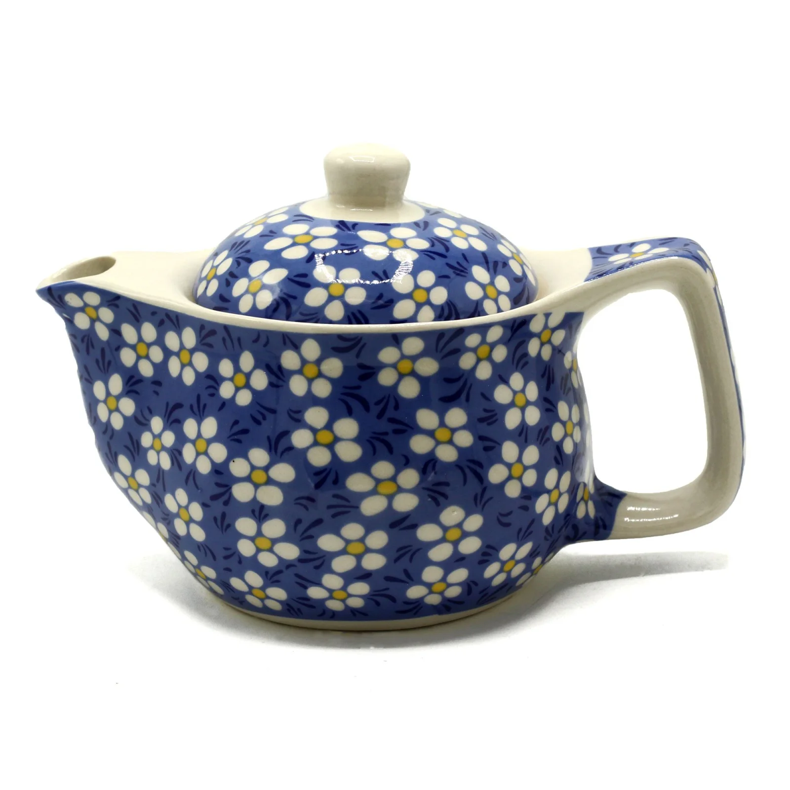 Keramický čajník Herbal Blue Daisy s kovovým sitkom, 350 ml – fotka 1