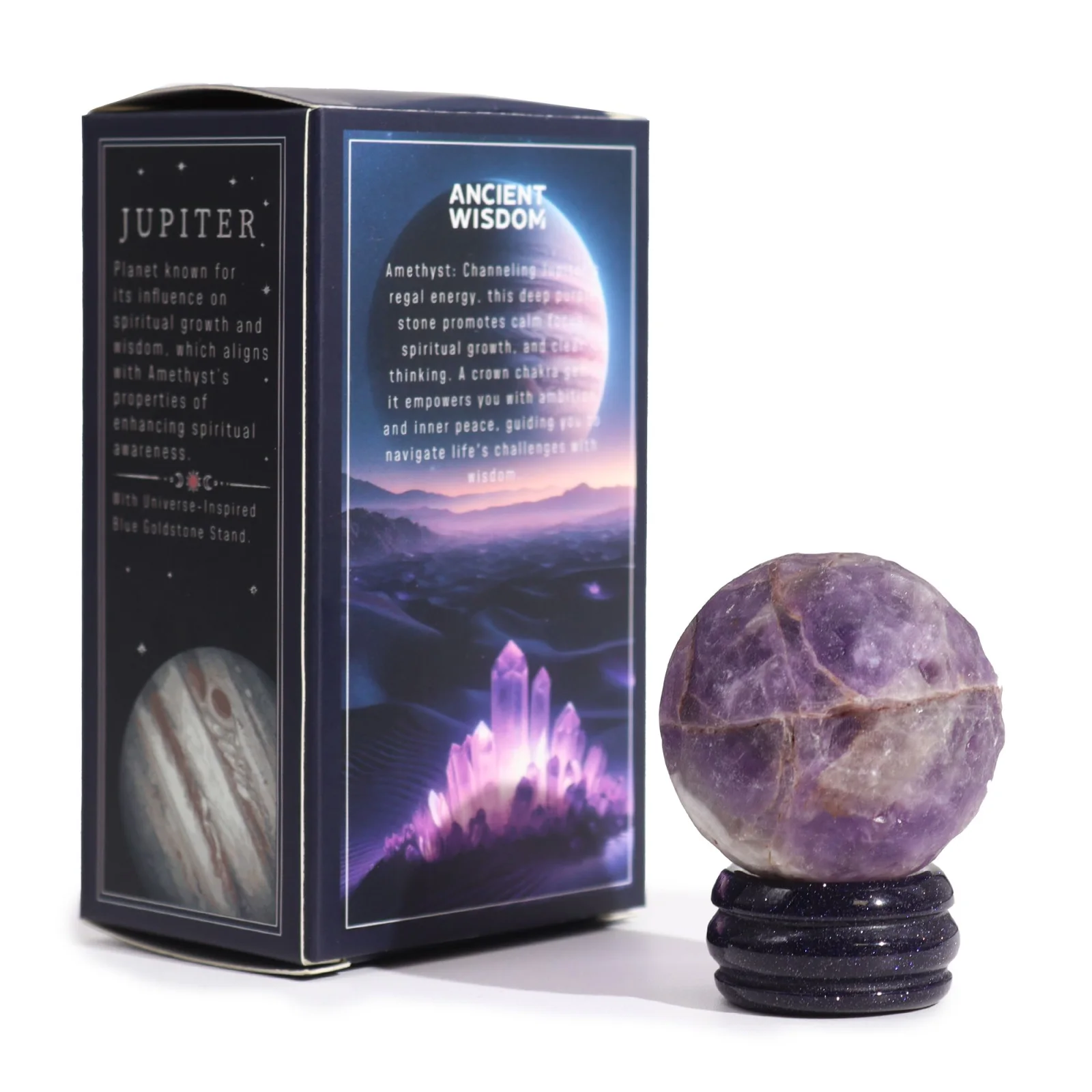 Planéta Jupiter z ametystu na stojane z goldstonu, 40 mm – fotka 2