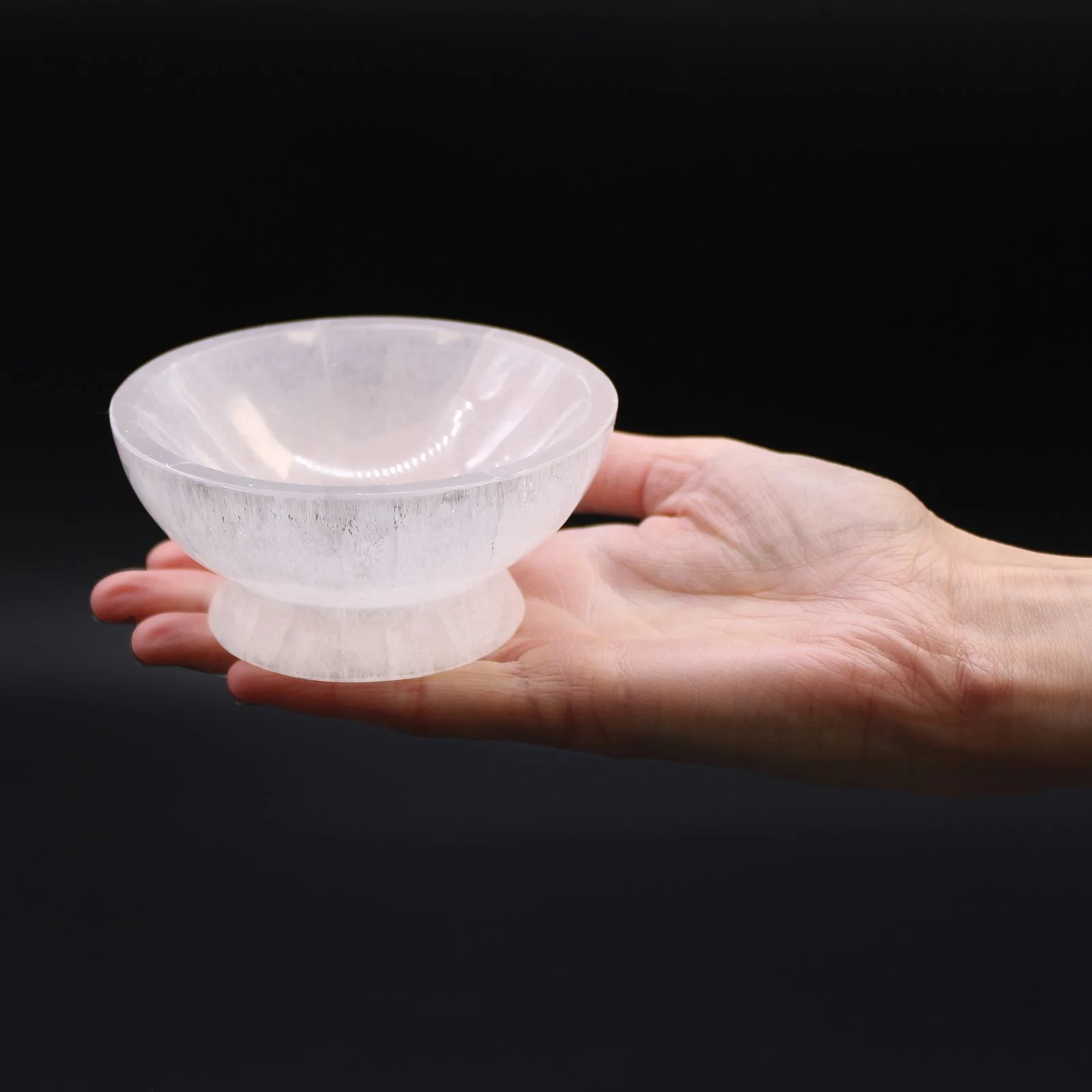 Rituálna miska zo selenitu, 10 cm – fotka 1