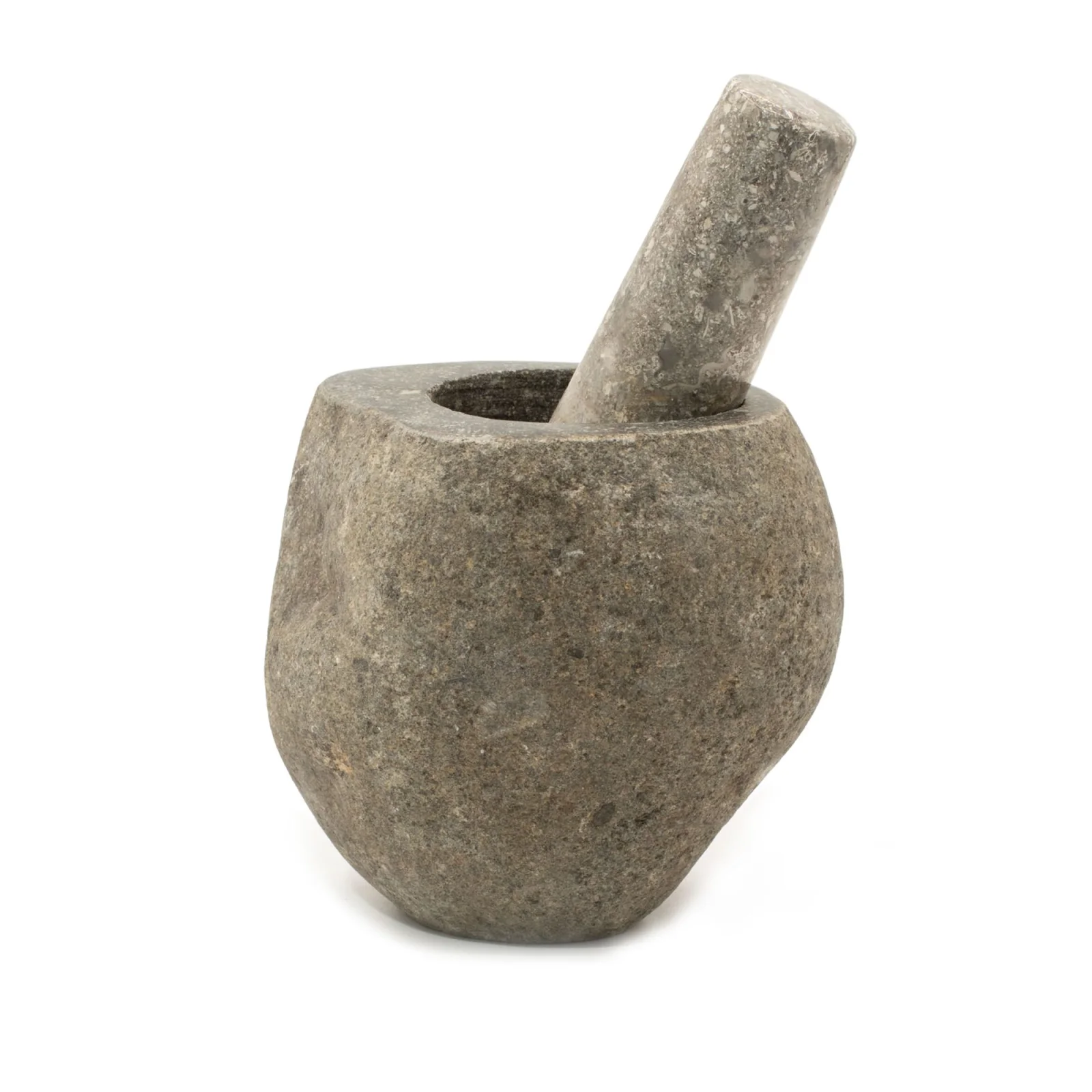 Dekoratívny mažiar s tĺkom z riečneho kameňa – stredný, cca 12 × 8 cm – fotka 4