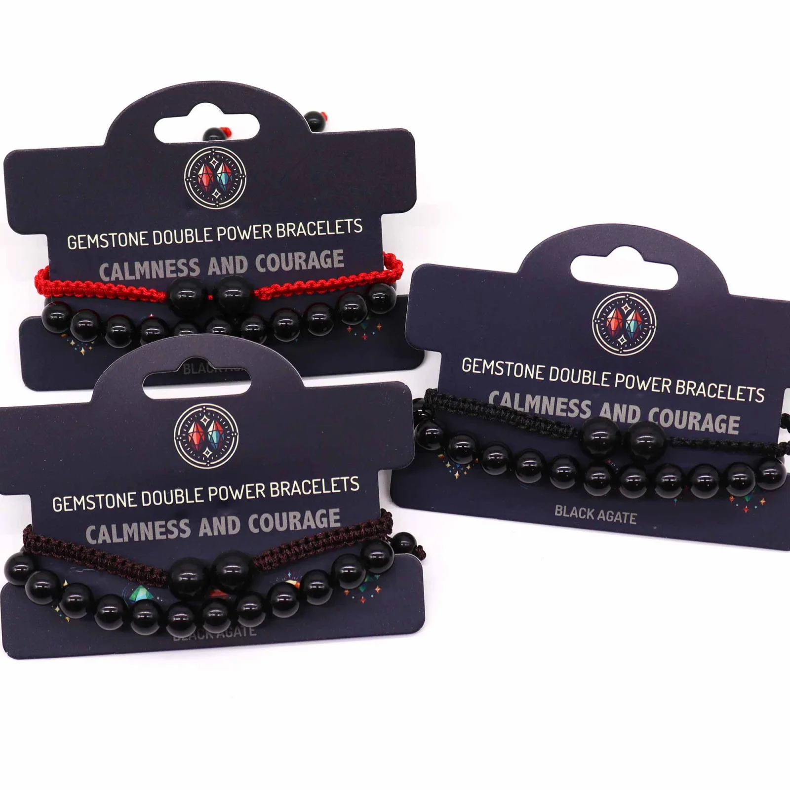 Sada náramkov Gemstone Double Power – čierny achát – fotka 2