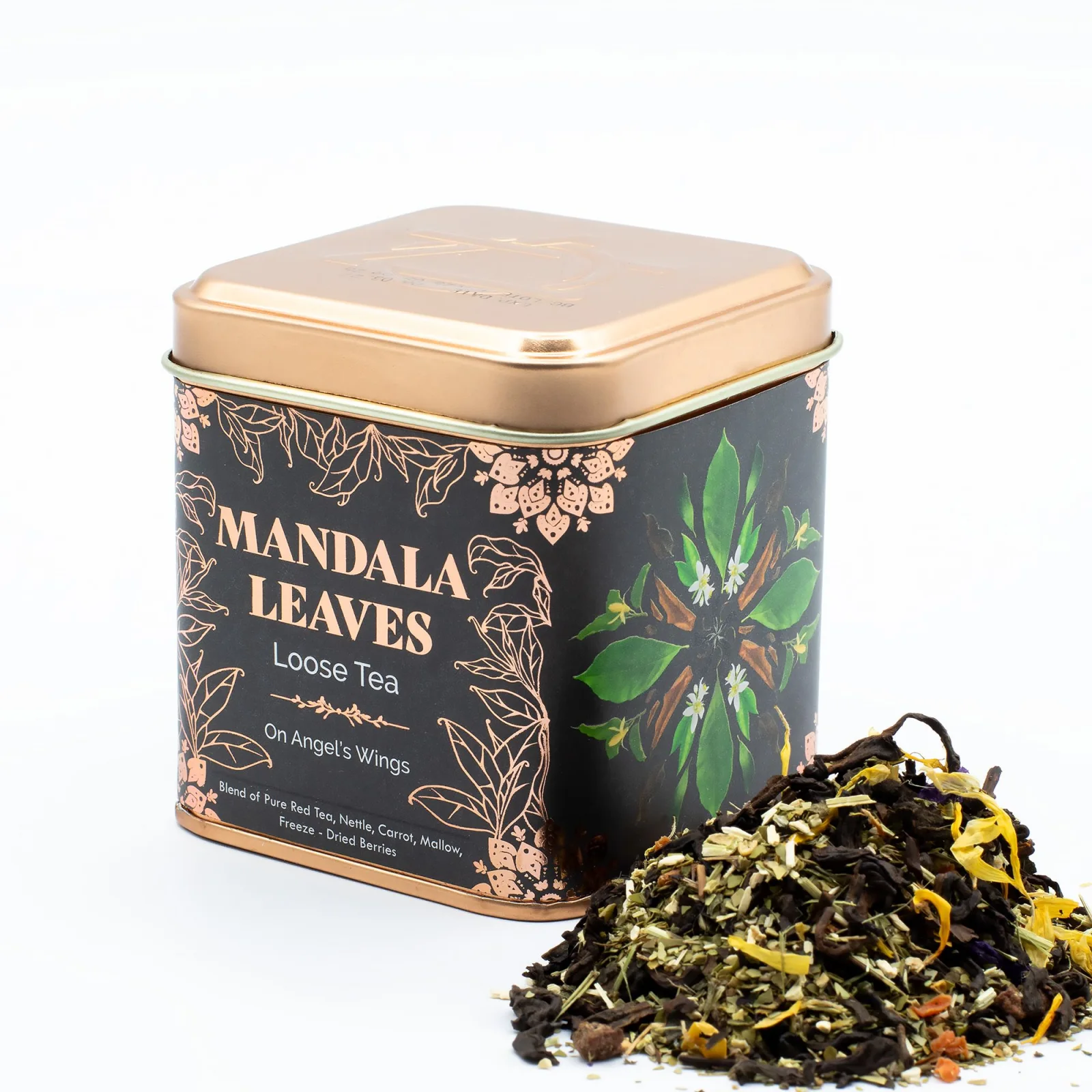 Ovocný čaj On Angels Wings – pu-erh, maté a bobule, 50 g, plechovka – fotka 3