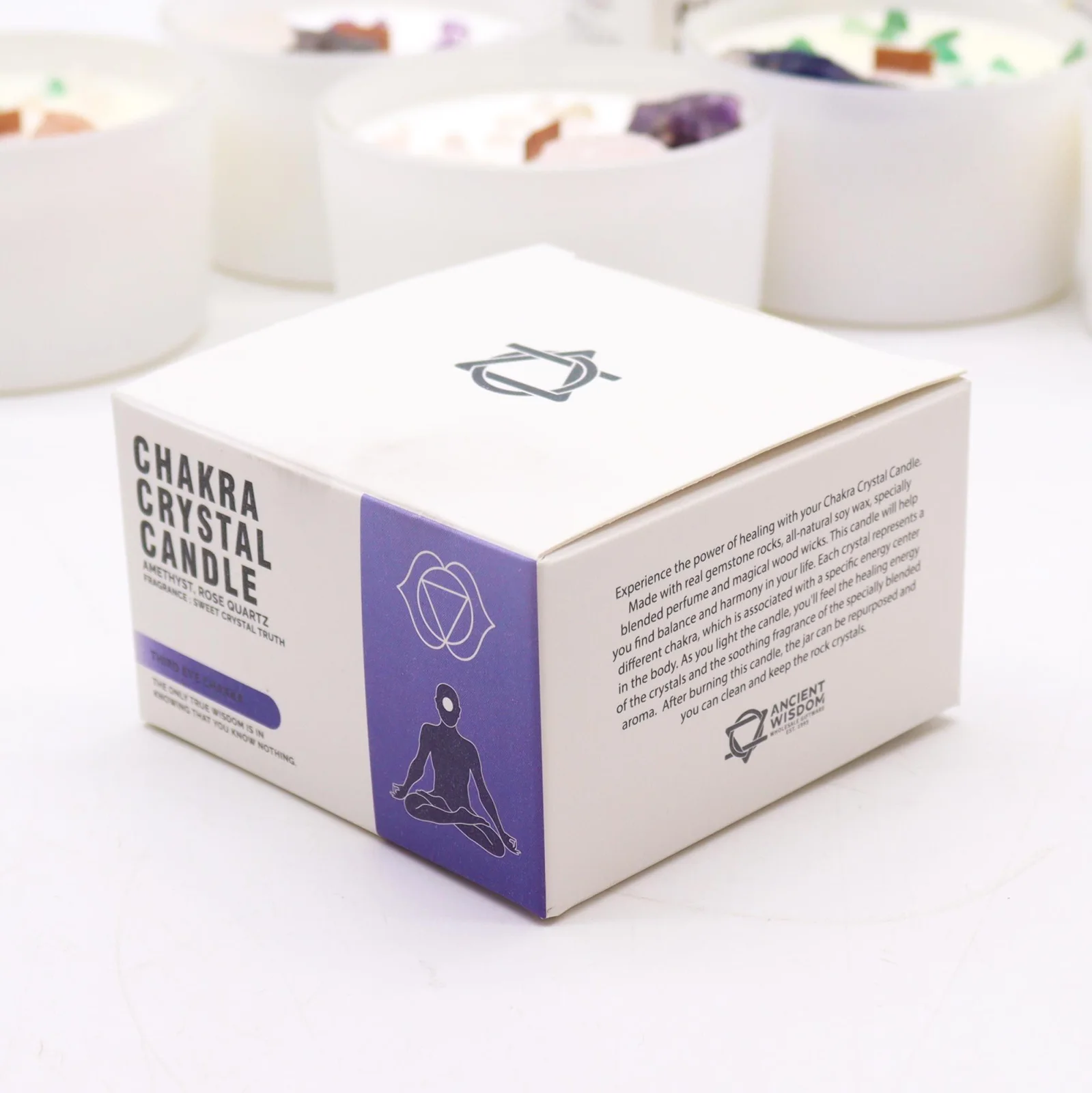 Sójová sviečka s kryštálmi Third Eye Chakra – Sweet Crystal Truth, 17 hodín – fotka 3