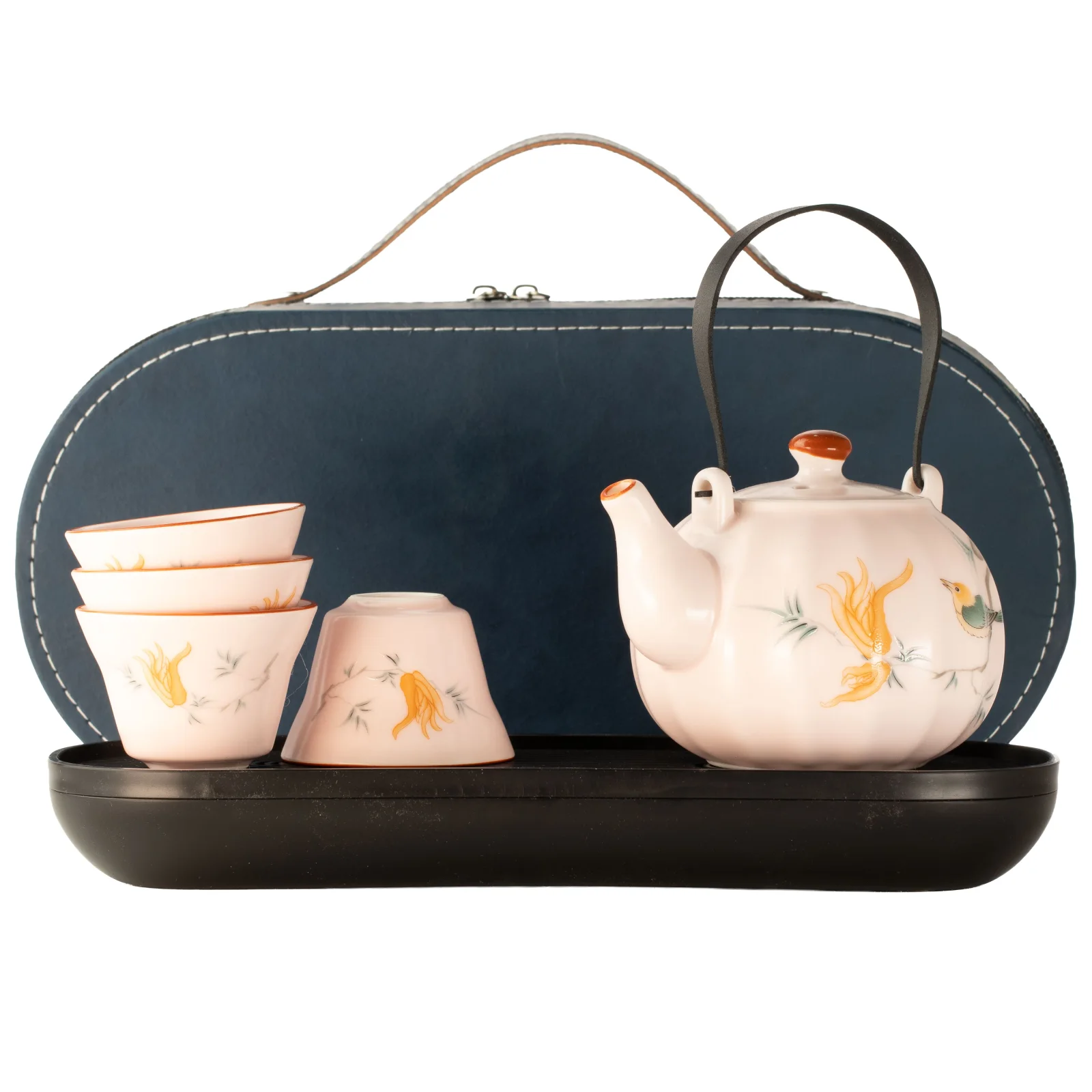 Cestovná čajová sada Pink Vintage Pumpkin – kanvica a 4 šálky – fotka 1