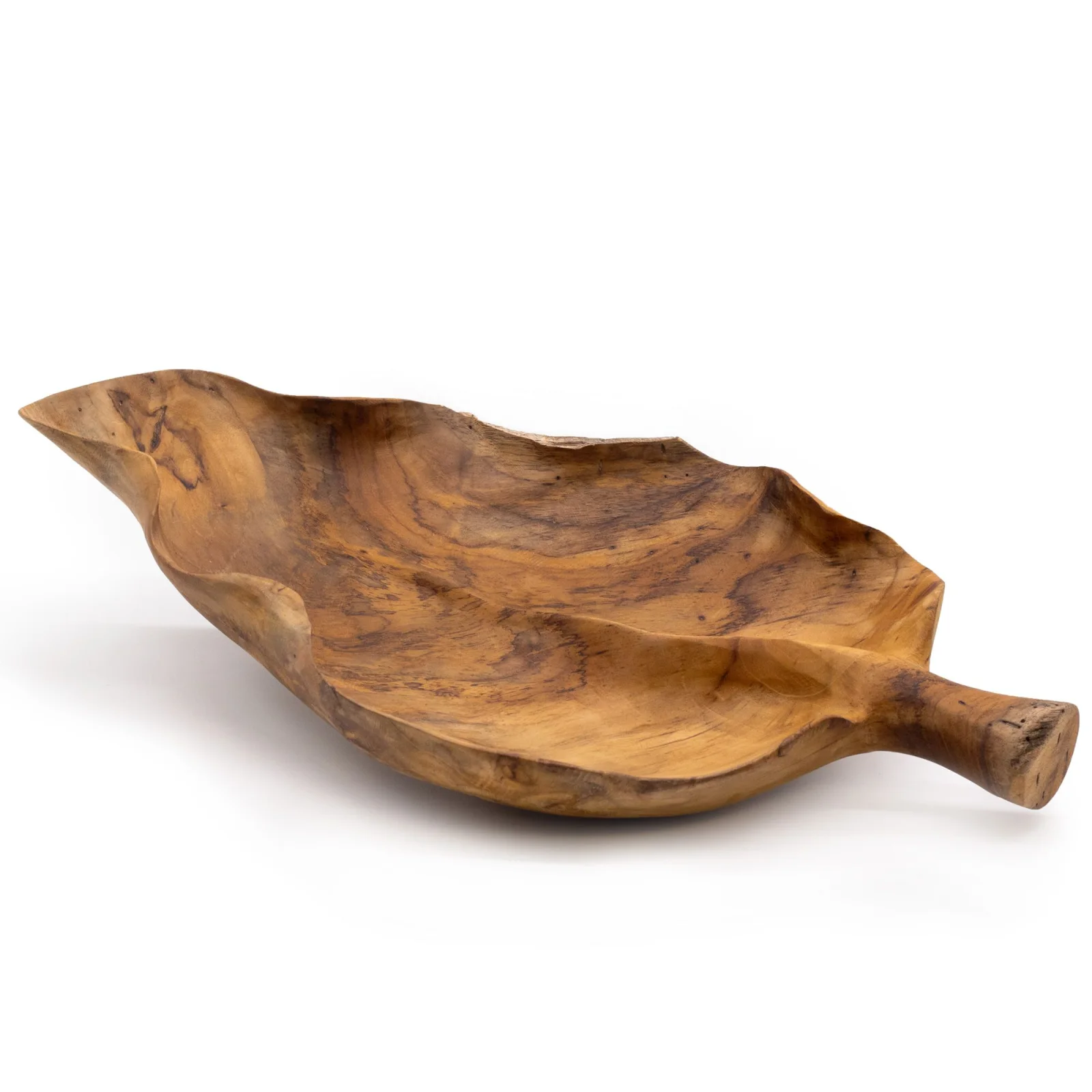 Misa na ovocie z teaku v tvare listu – 40 × 24 × 5 cm – fotka 5