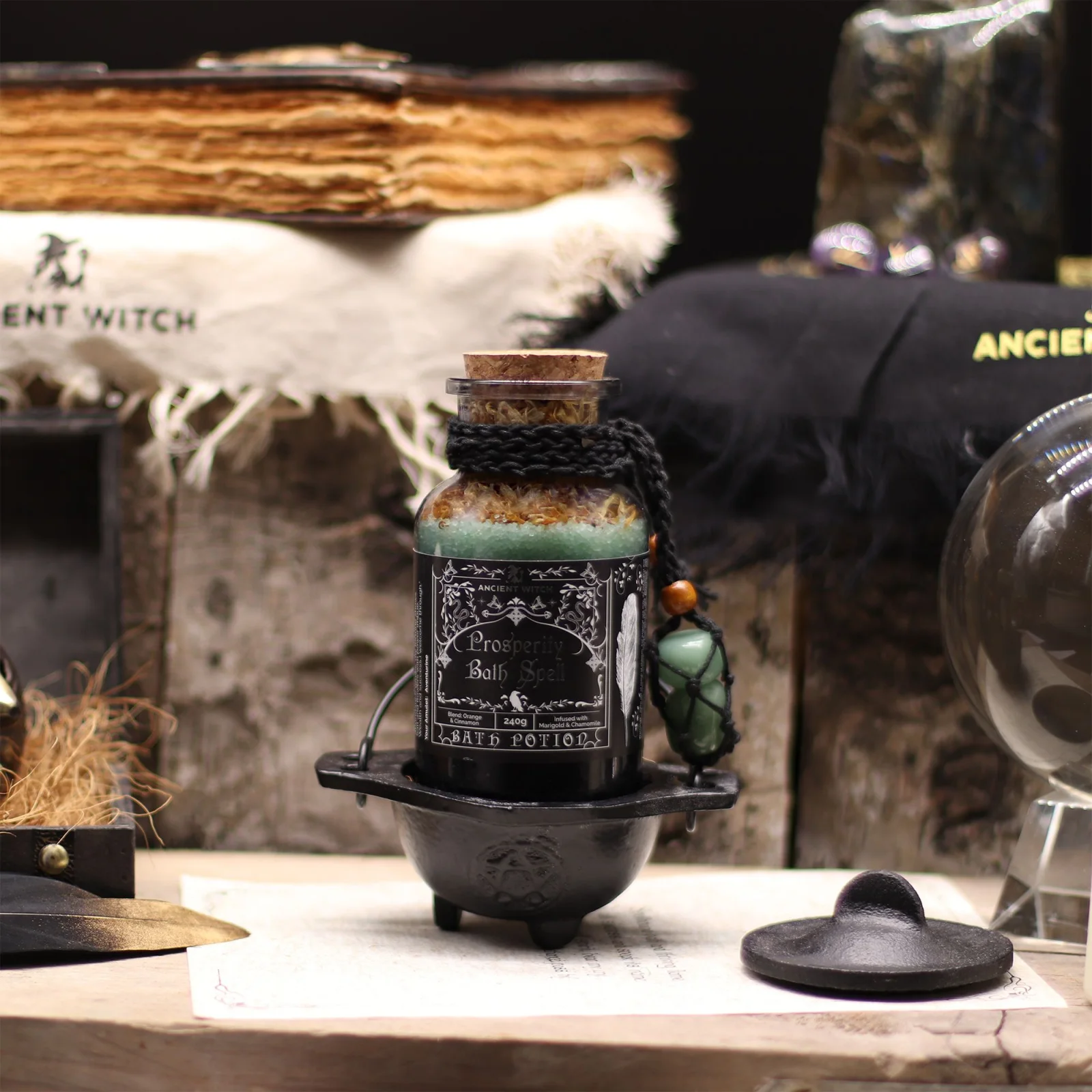 Soľ do kúpeľa Ancient Witch Prosperity – amulet z aventurínu – fotka 4