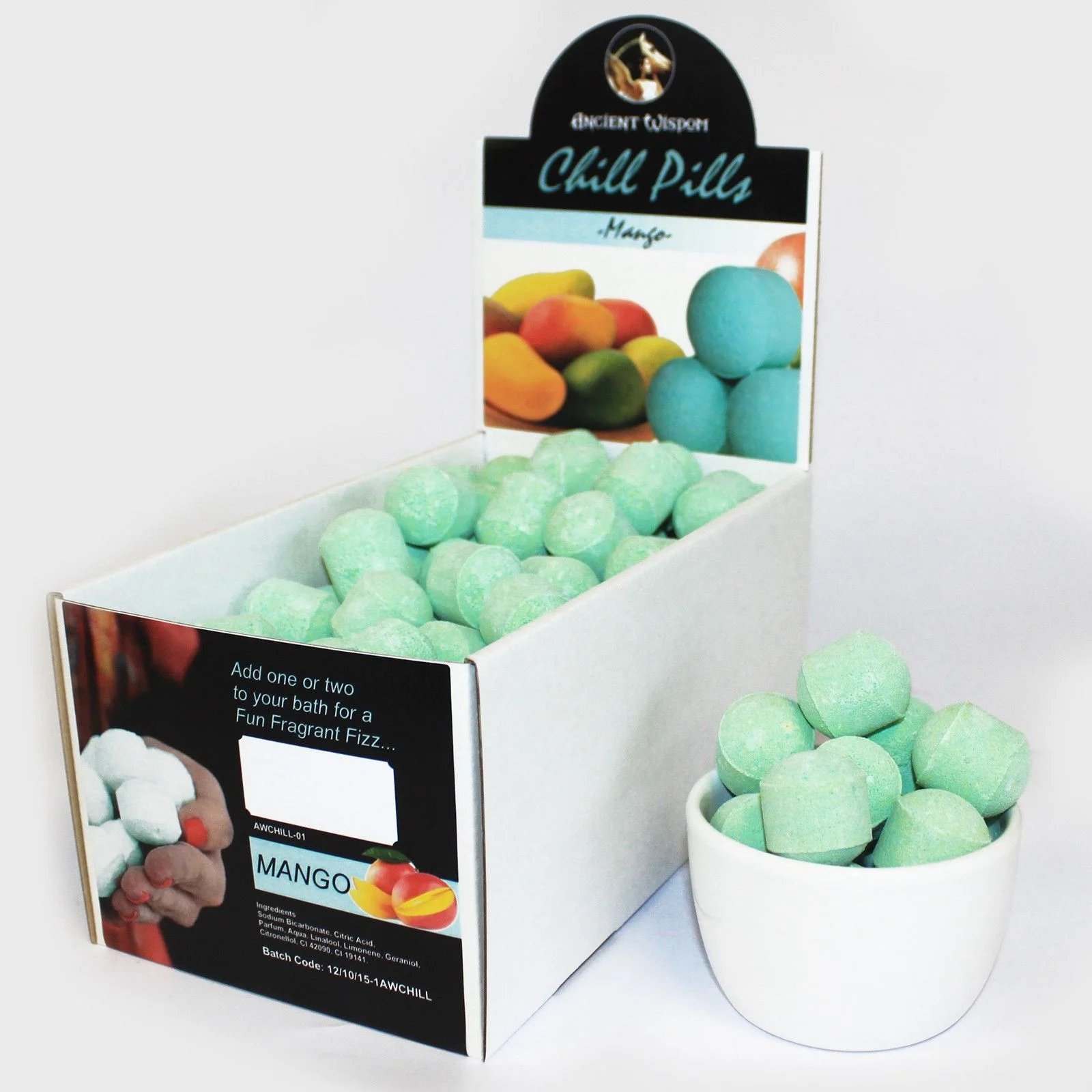 Šumivé tablety do kúpeľa Chill Pills – mango, 1,3 kg – fotka 3