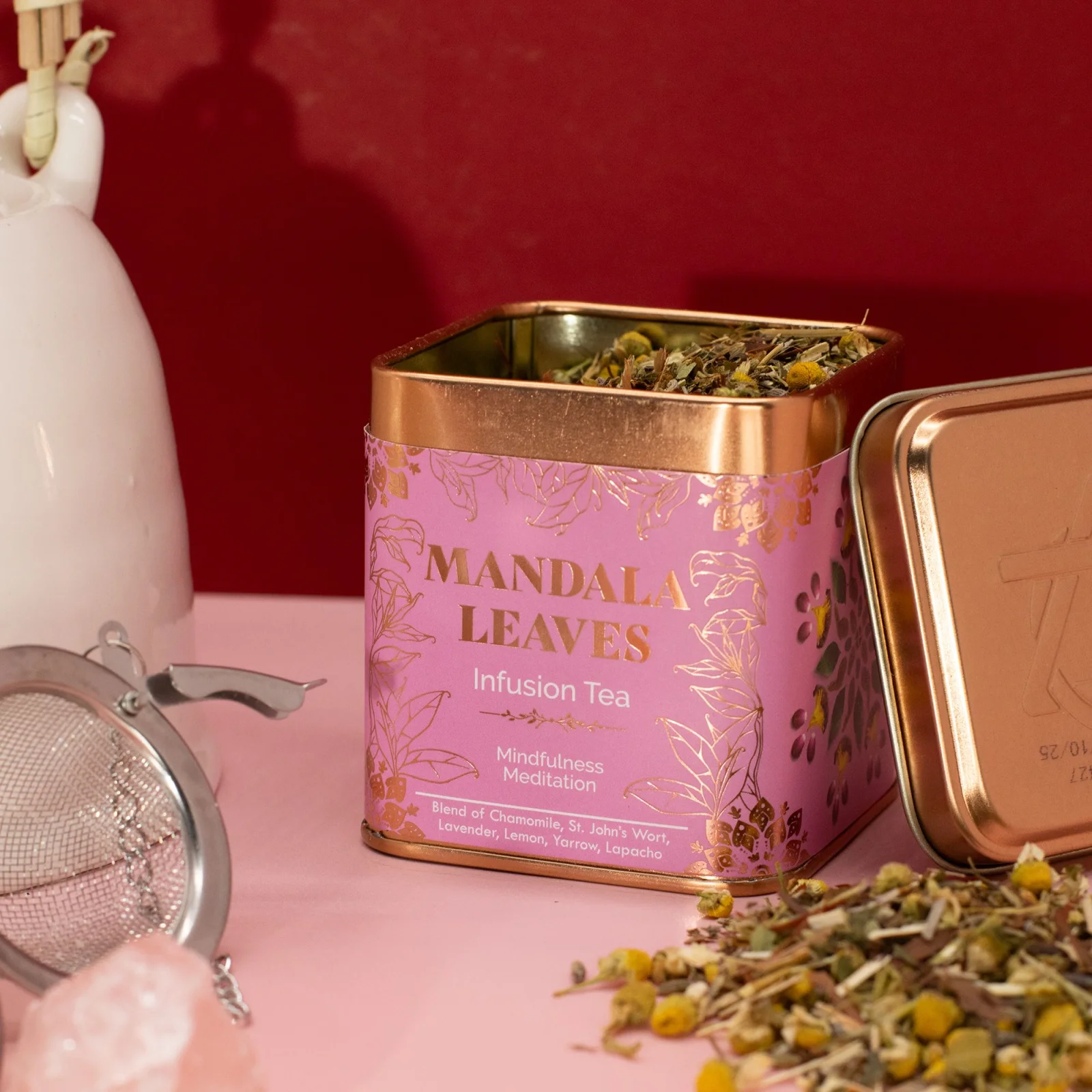 Bylinný čaj Mindfulness Meditation – harmanček a levanduľa, 50 g, plechovka – fotka 2