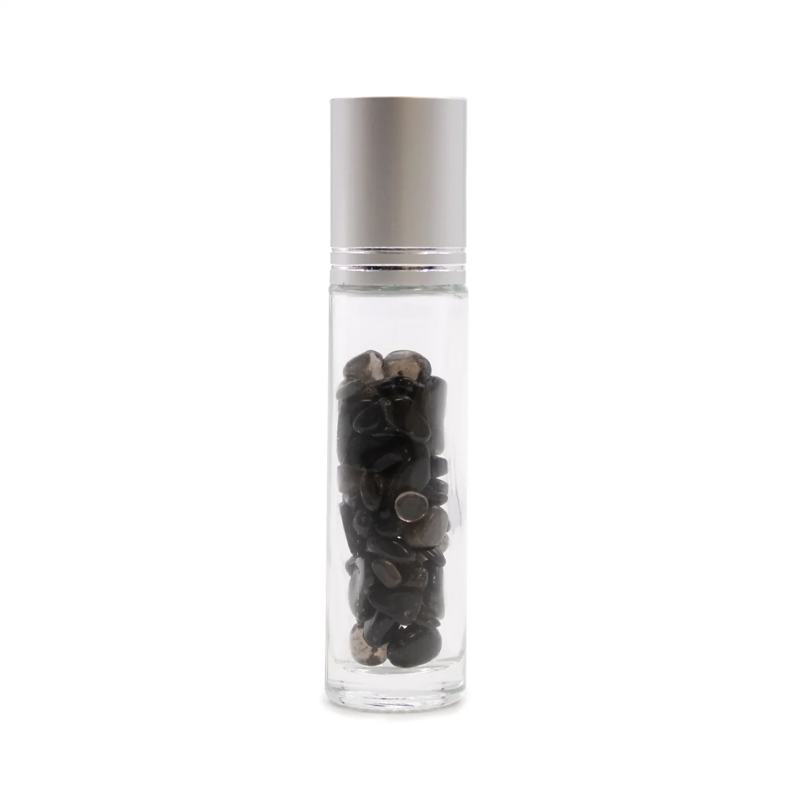 Roll-on fľaštička s čiernym turmalínom, 5 ml – strieborné viečko – fotka 2