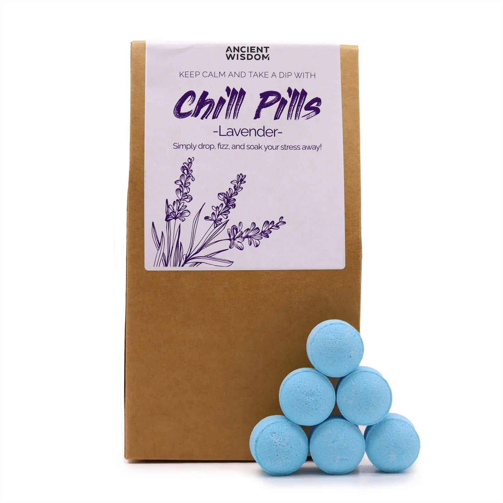 Šumivé tablety do kúpeľa Chill Pills – Levanduľa, 350 g – fotka 1