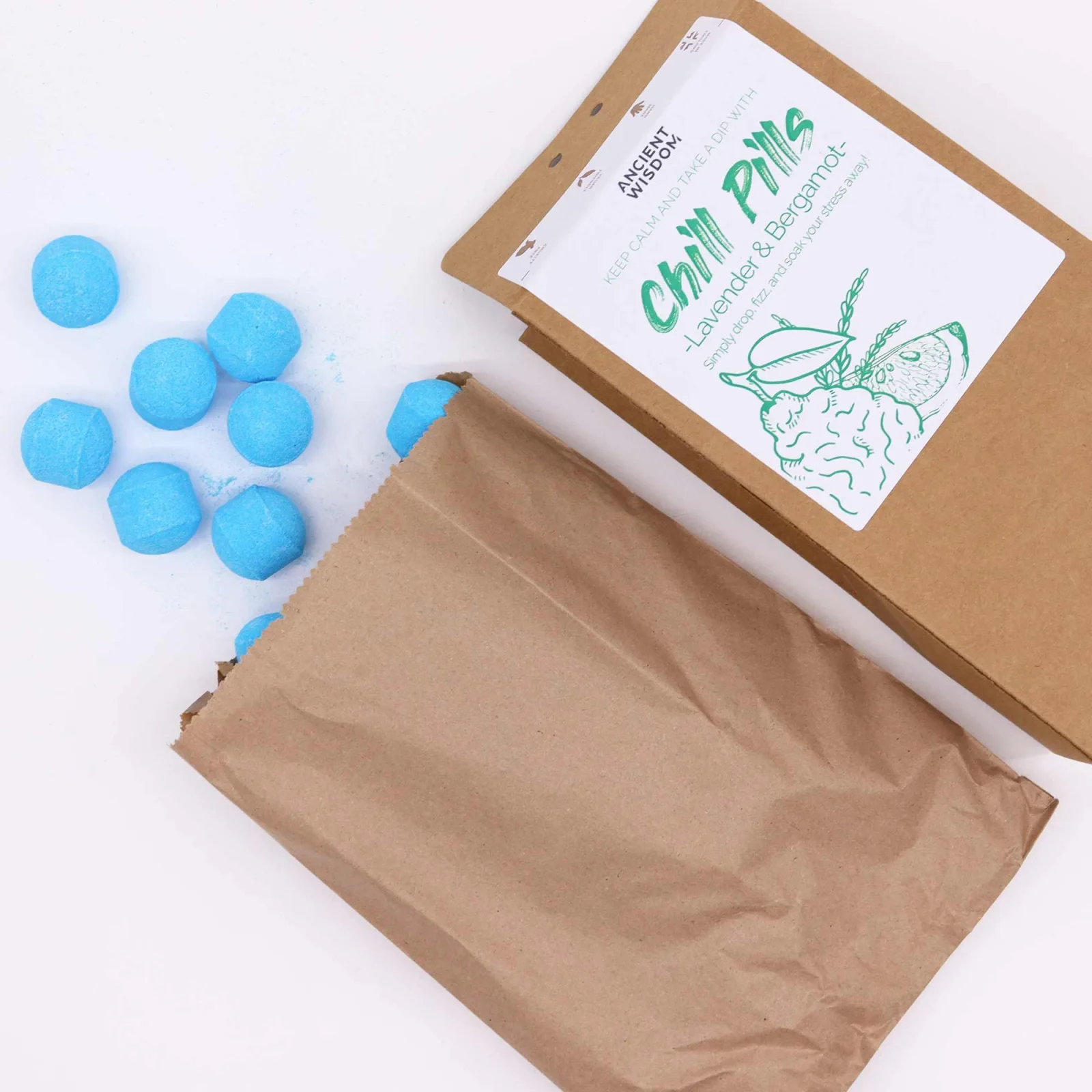 Šumivé tablety do kúpeľa Chill Pills – Levanduľa a bergamot, 350 g – fotka 2