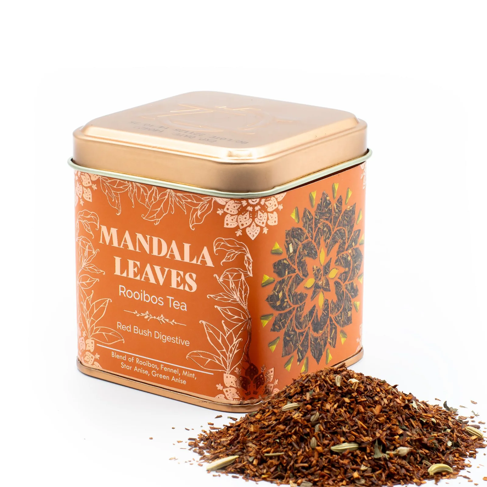 Rooibos Red Bush Digestive – mäta, feniklo a aníz, 50 g, plechovka – fotka 8