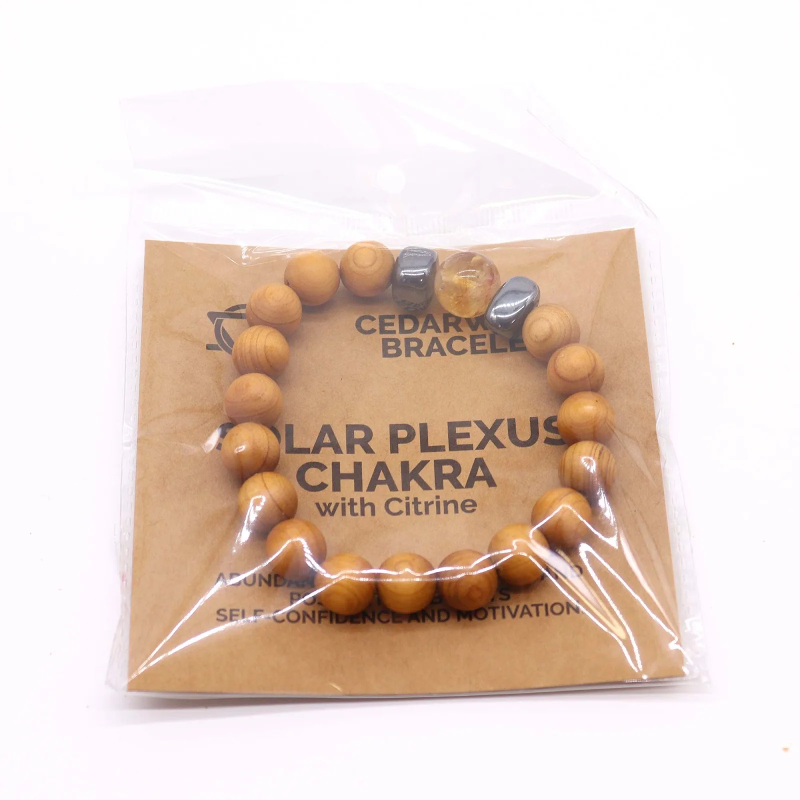 Náramok z cédrového dreva Solar Plexus Chakra – citrín – fotka 2