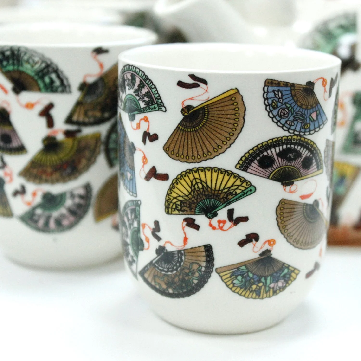 Čajová súprava Herbal China Fans – čajník a 6 šálok – fotka 2