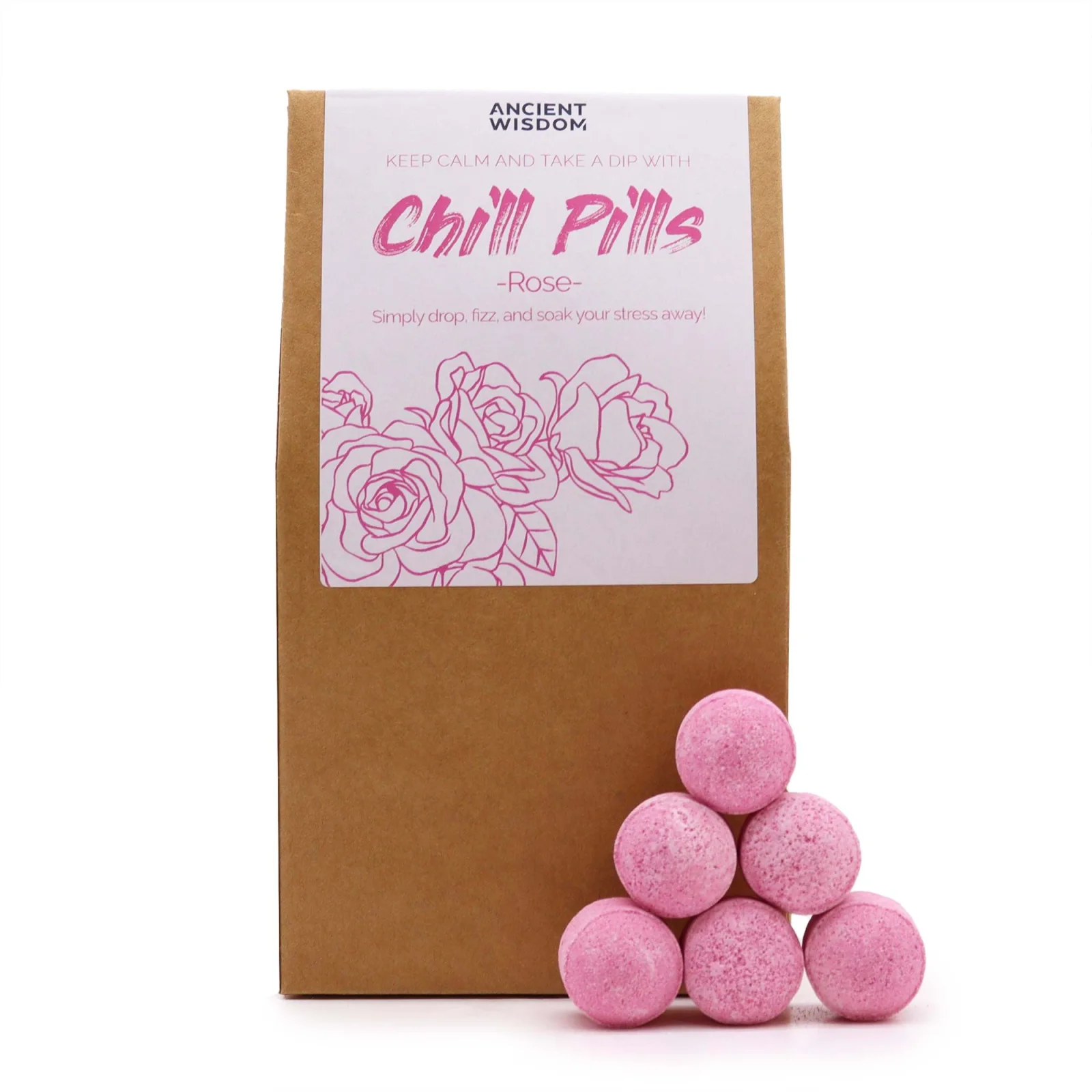 Šumivé tablety do kúpeľa Chill Pills – Ruža, 350 g – fotka 1