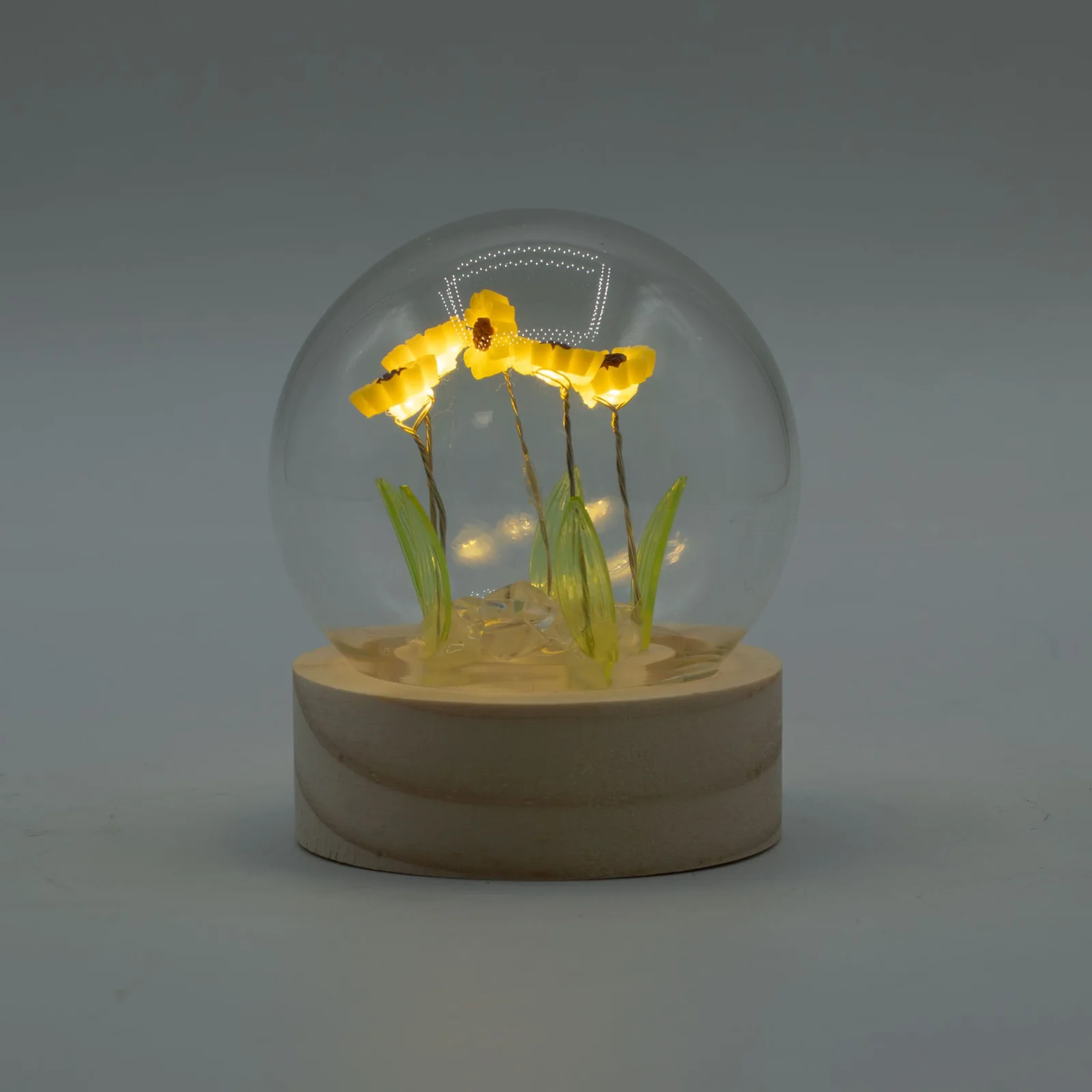 Floral Glow – LED kupola, 5 slnečníc, na batérie – fotka 1