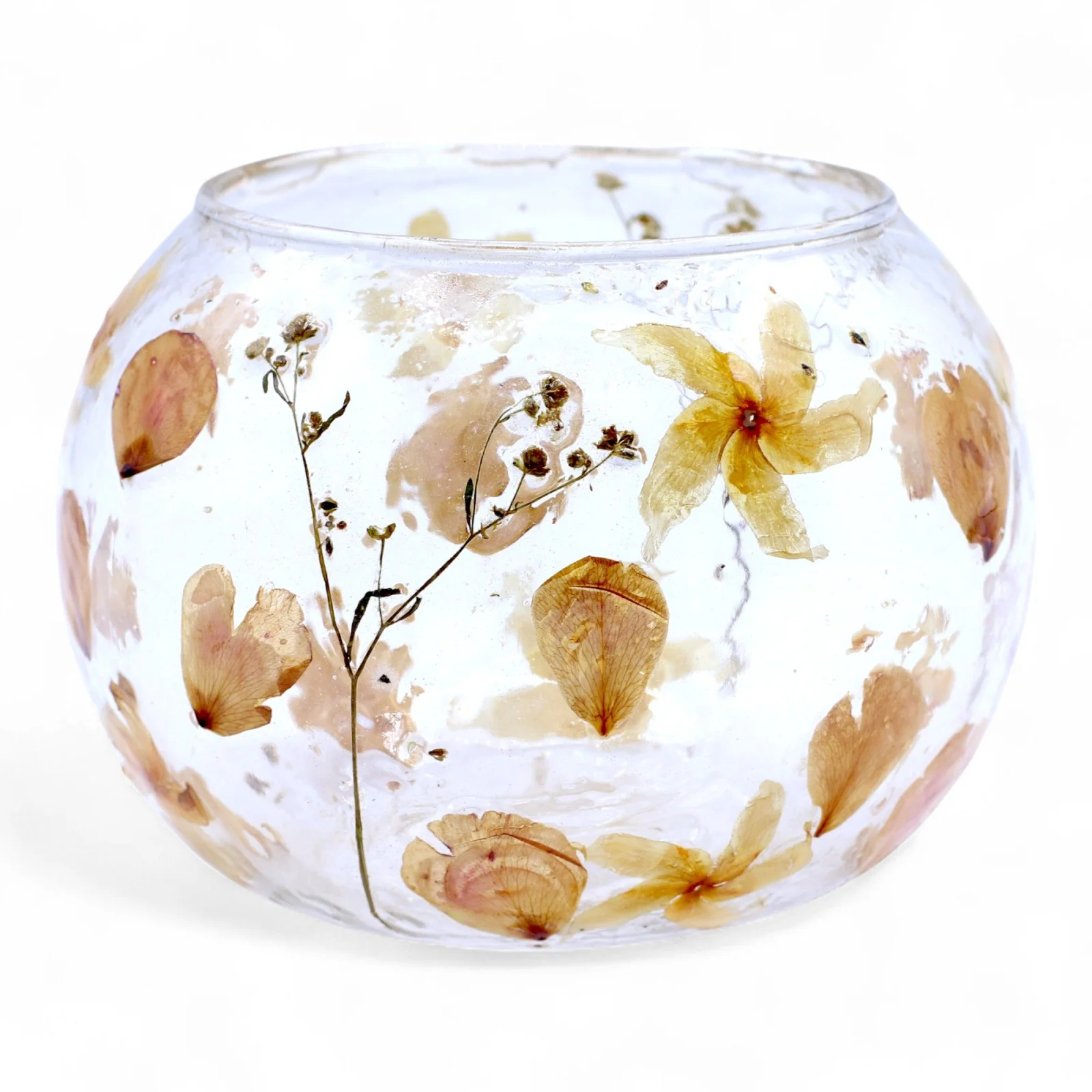 Sklenený svietnik Natural Floral – veľká miska Rosa, 12 × 13 cm – fotka 2