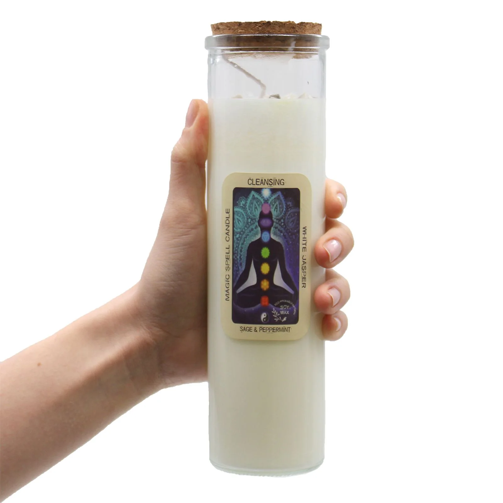 Sójová sviečka s kryštálmi Magic Spell – Happiness, 50 hodín – fotka 2