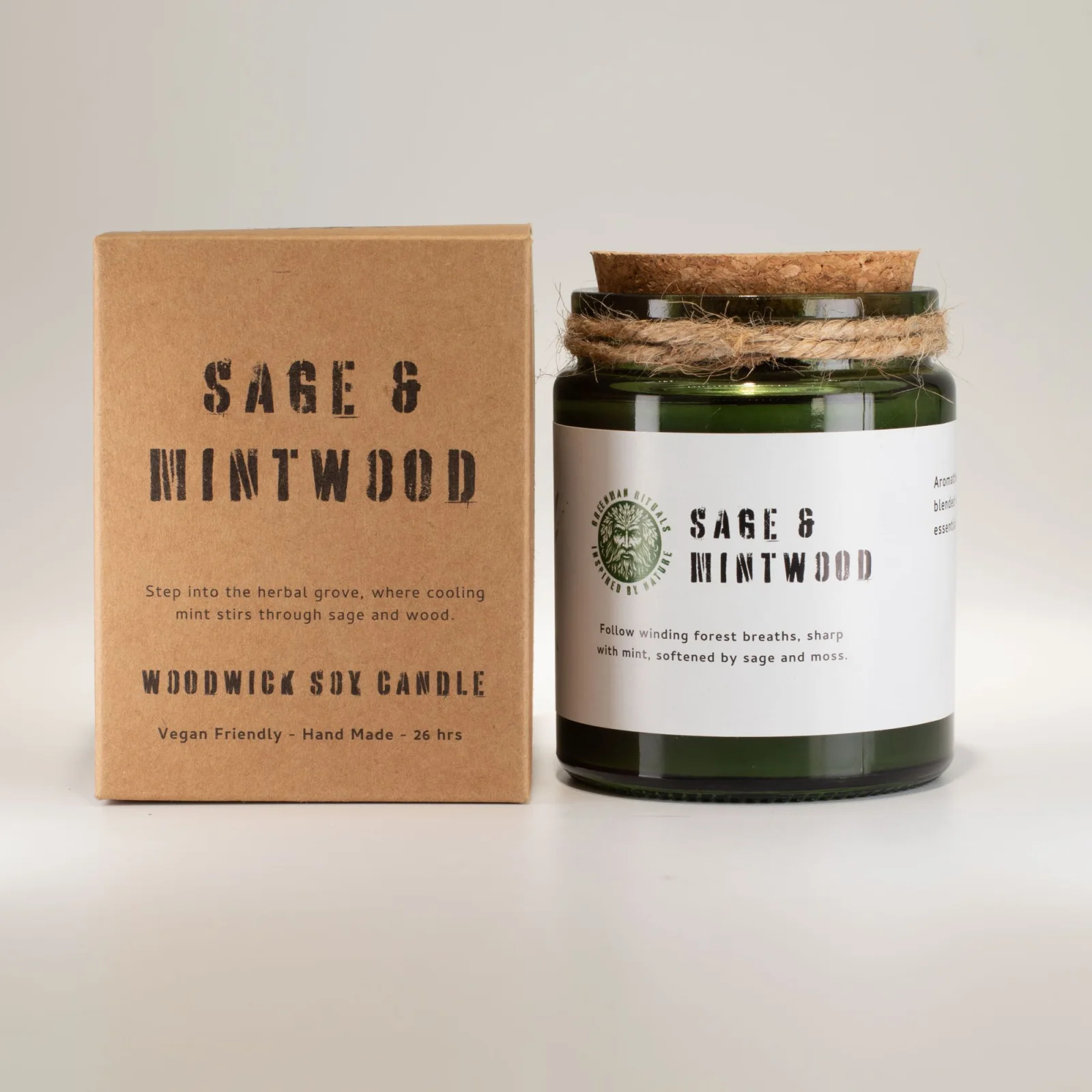 Sójová sviečka Greenman Sage & Mintwood – šalvia a mäta – fotka 3